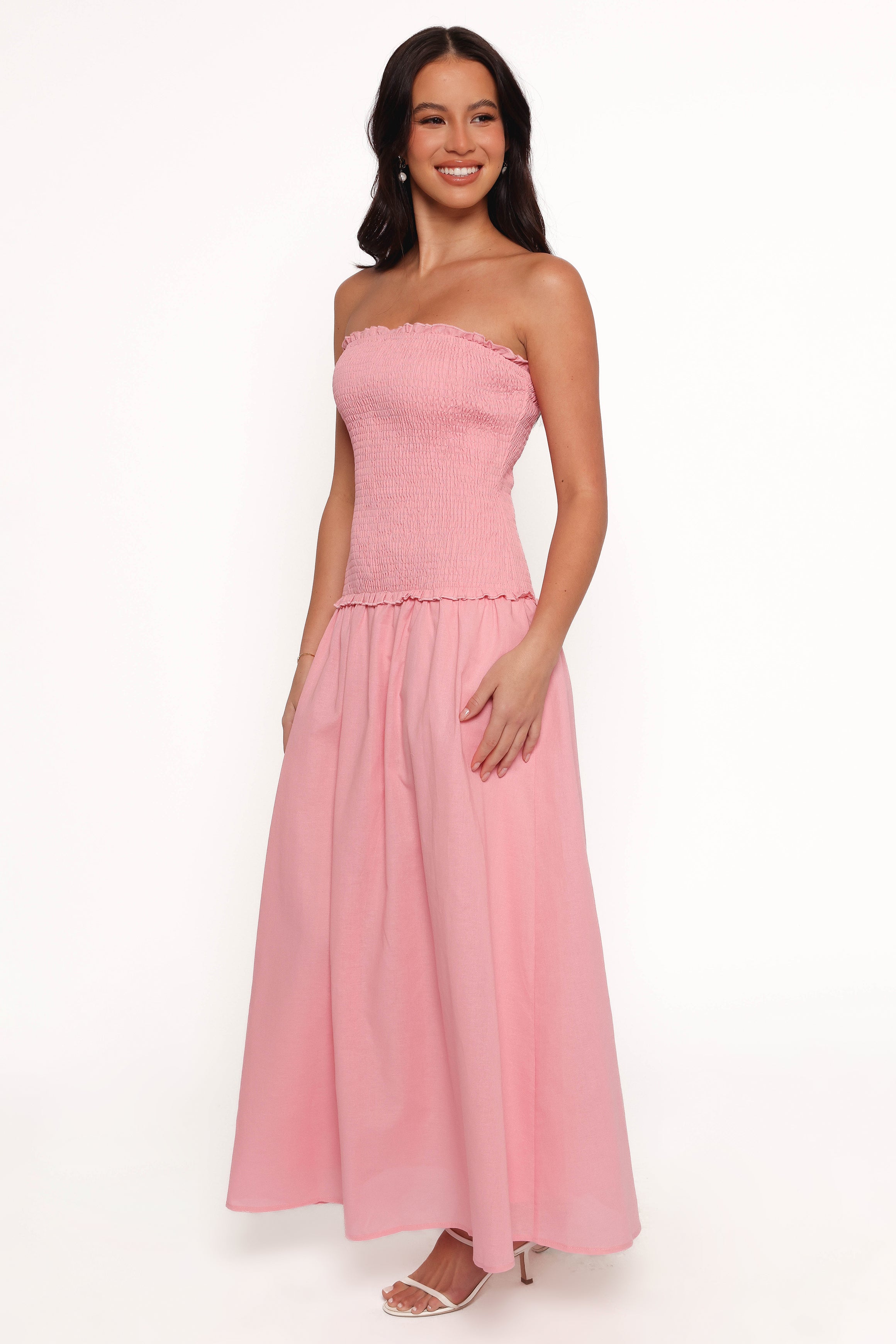 Bea Maxi Dress - Soft Pink Flowy Long Dress for Women | Summer Beach Wedding Party Outfit | Elegant Boho Chic Style