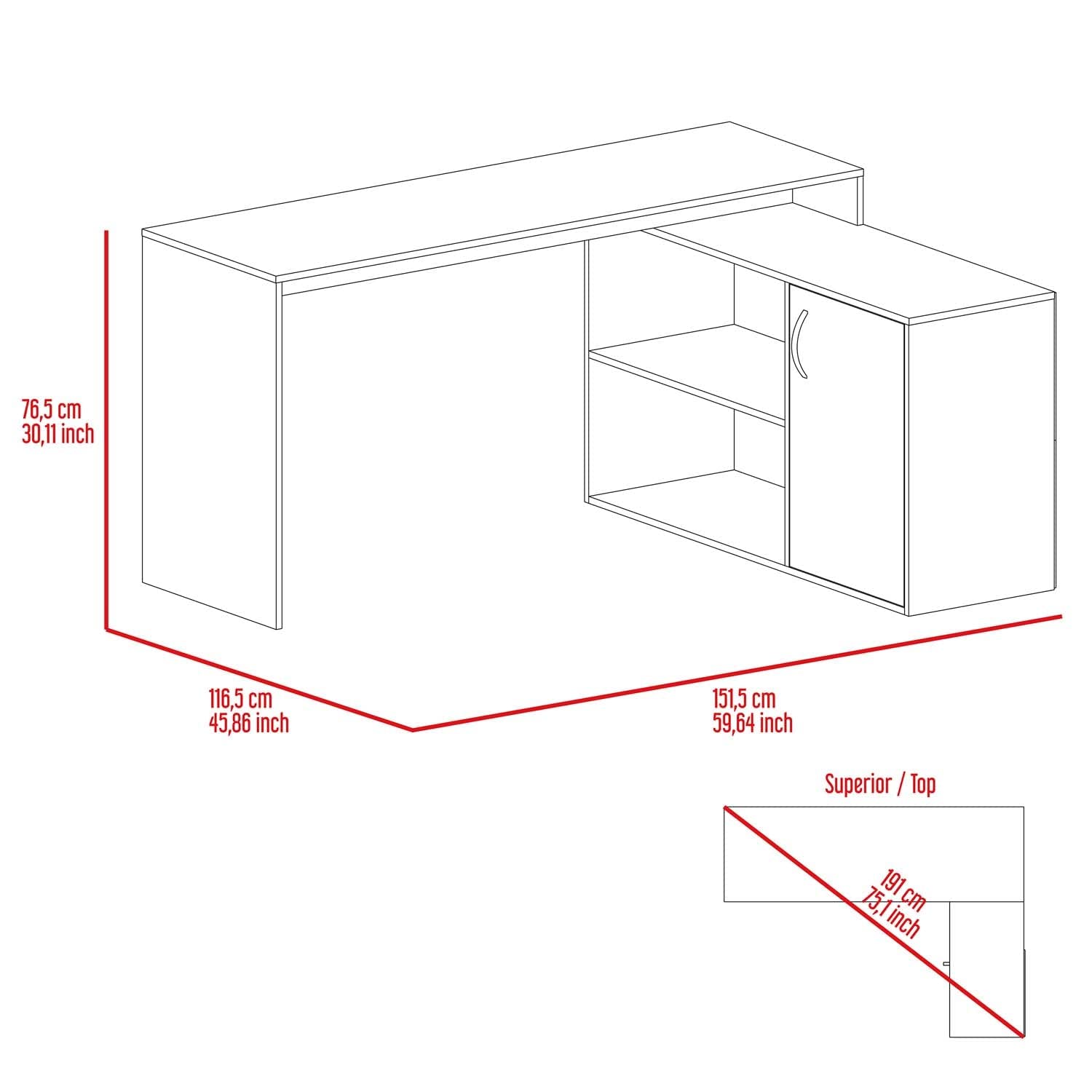 L-Shaped Home Office Desk with 2 Shelves & Drawer - Smoky Oak Wooden Computer Workstation for Small Space, Gaming & Study Room Furniture