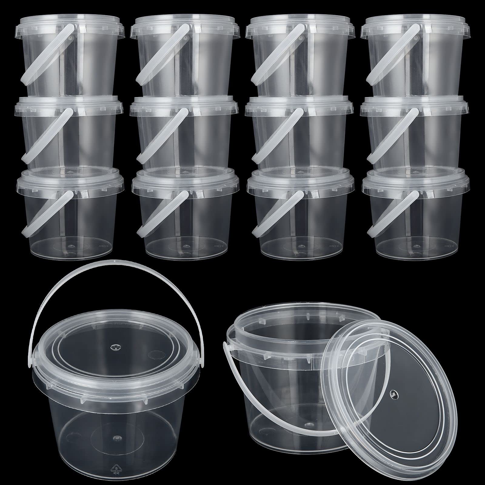 50PCS 10oz Clear Plastic Slime Containers with Lids & Handles - Small Toy Storage Case for DIY Slime Making, Beauty Products & Food Storage - Perfect for Kids Crafts, Party Favors & Organizing Small Items