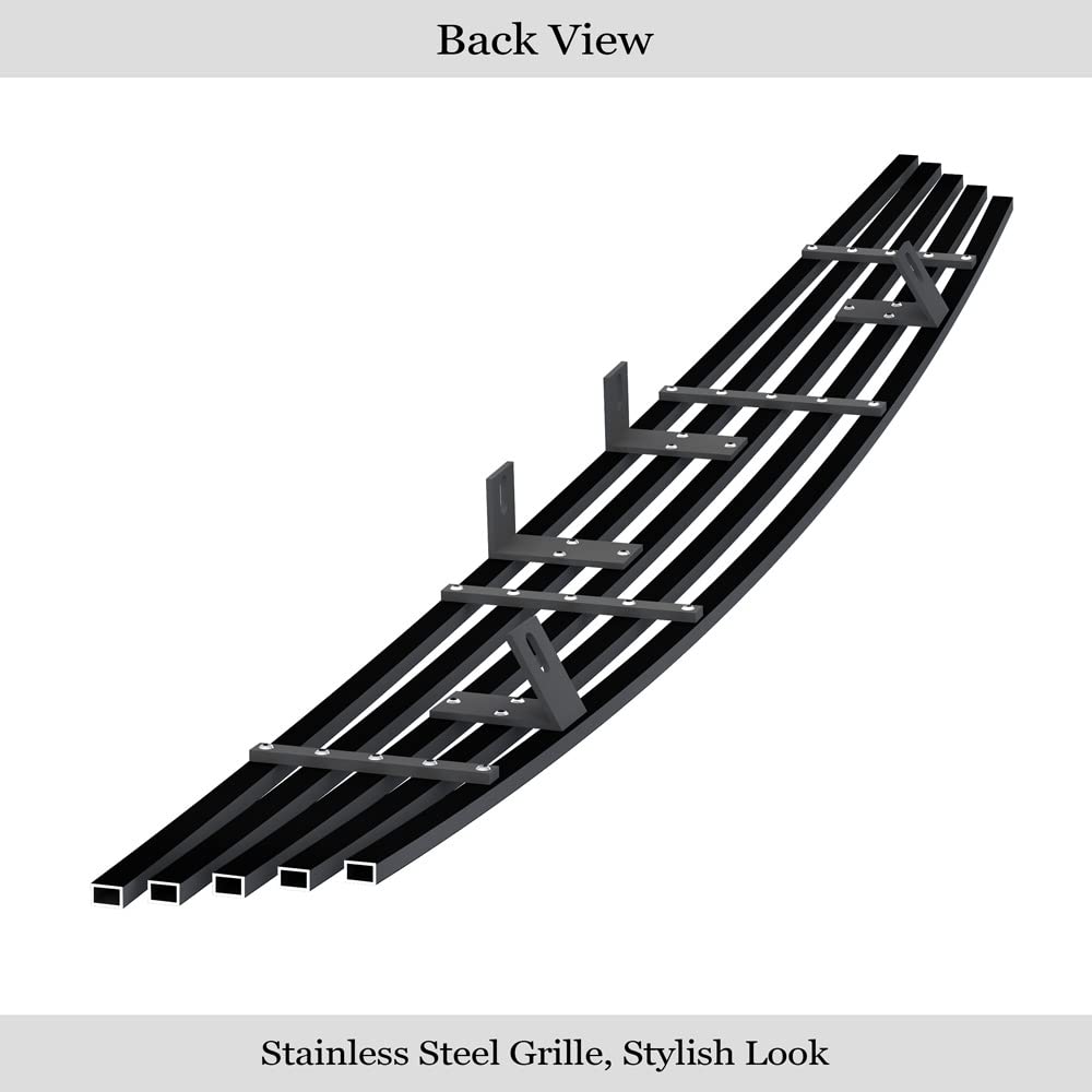 APS Compatible with Ford Focus 2000-2004 Main Upper Stainless Steel SS Black Billet Front Grill Grille Insert F85761H - Upgrade Your Car's Style for Street & Show Performance