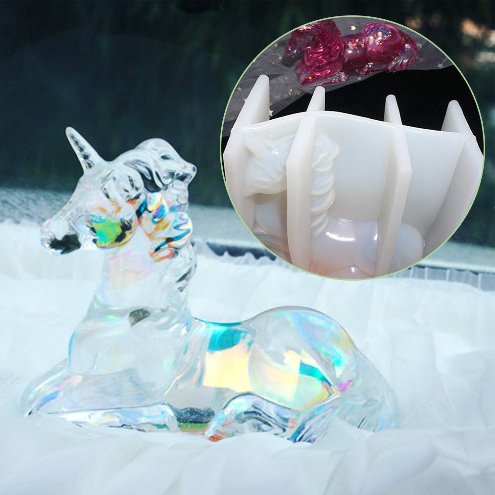 DIY Unicorn & Heart Silicone Resin Molds Set for Epoxy Casting - Beginner Friendly Crystal Craft Molds for Home Decoration, Handmade Gifts & DIY Projects - Perfect for Jewelry Making, Keychains, and Unique Home Decor