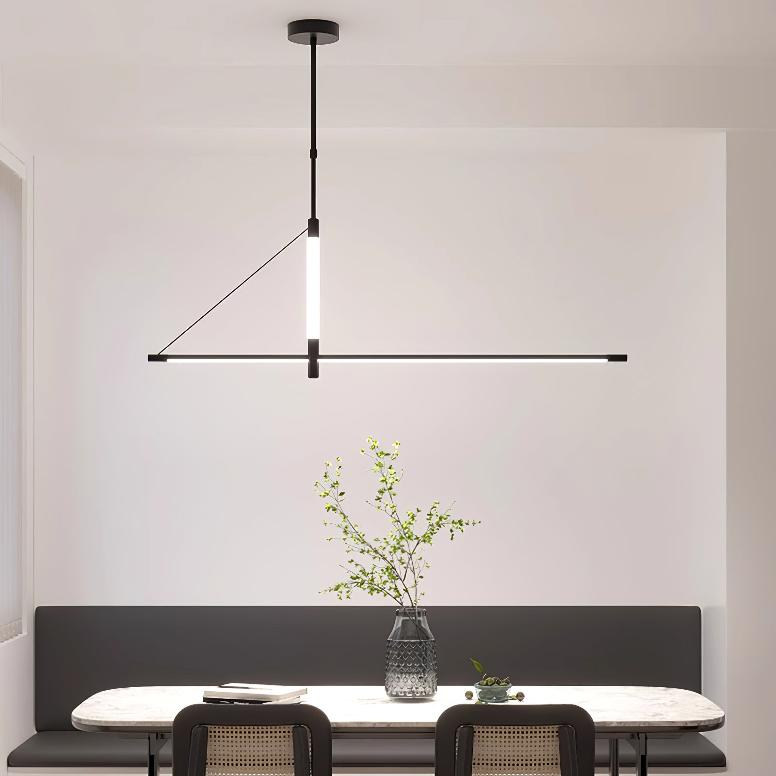 Linea Axis Pendant Light - Modern Minimalist Hanging Lamp for Kitchen Island, Dining Room & Bedroom Lighting - Adjustable Height LED Fixture with Sleek Metal Design