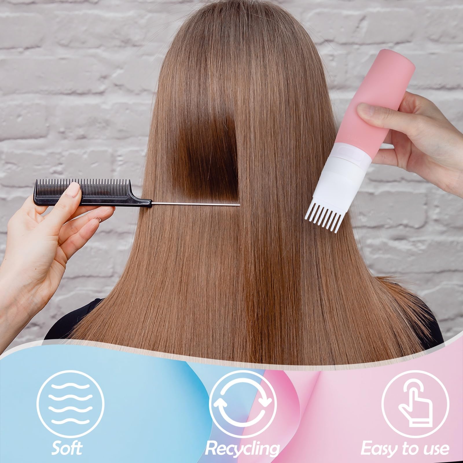 **Blue Silicone Root Comb Applicator Bottle with Lid - Hair Dye & Oil Applicator with Graduated Scale - Perfect for Salon, Home Hair Coloring & Scalp Treatments**