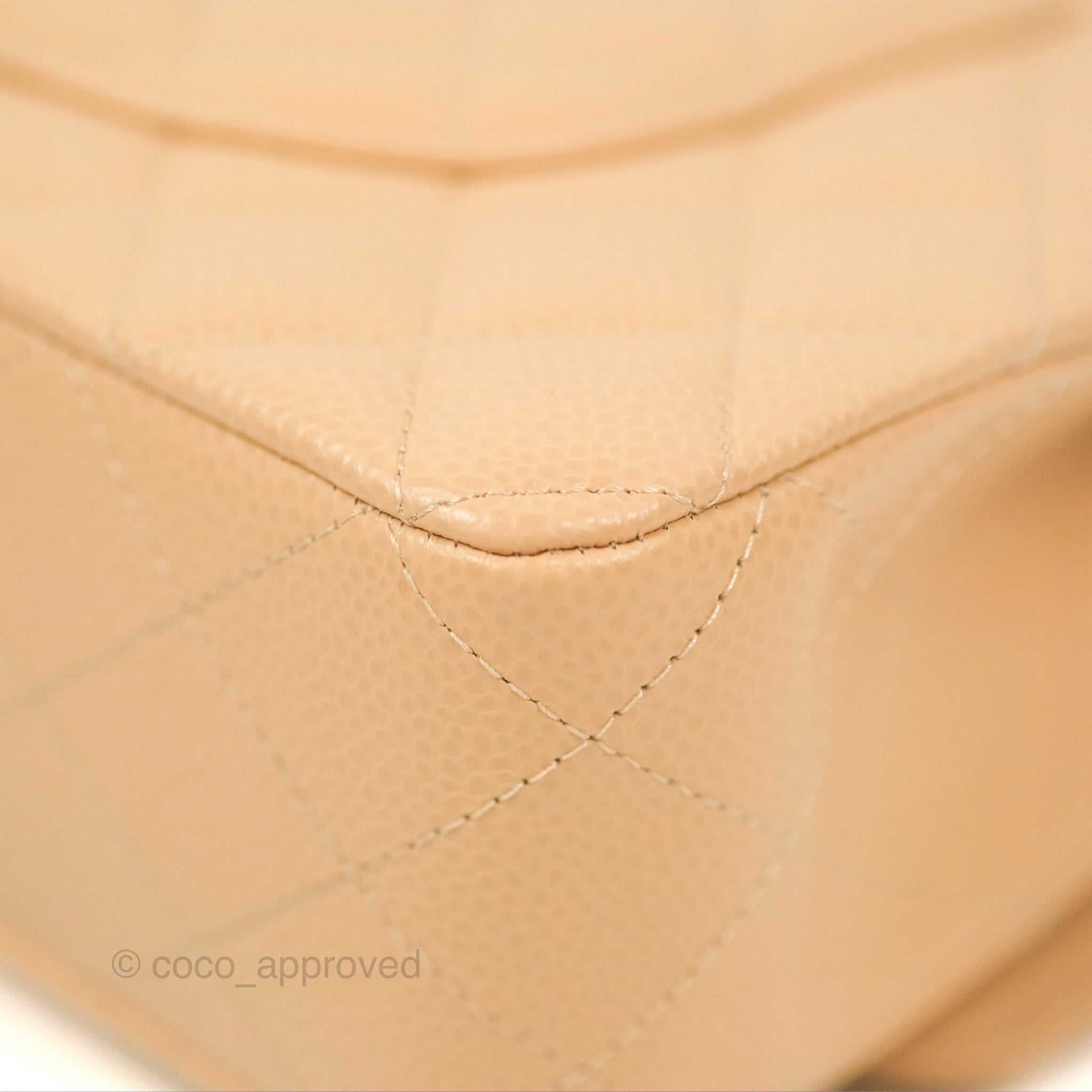 Chanel Classic Medium Double Flap Bag Quilted Beige Caviar Leather with Silver Hardware - Luxury Designer Handbag for Women, Perfect for Work, Evening & Special Occasions