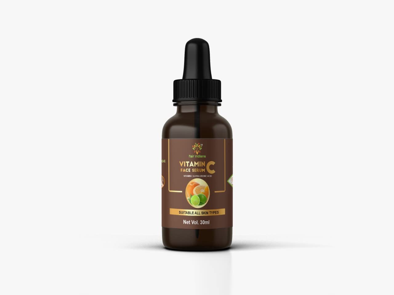 Fair Indian Vitamin C Face Serum with Hyaluronic Acid - Brightening & Hydrating Skincare (60ml) for Glowing Skin | Day & Night Use for All Skin Types