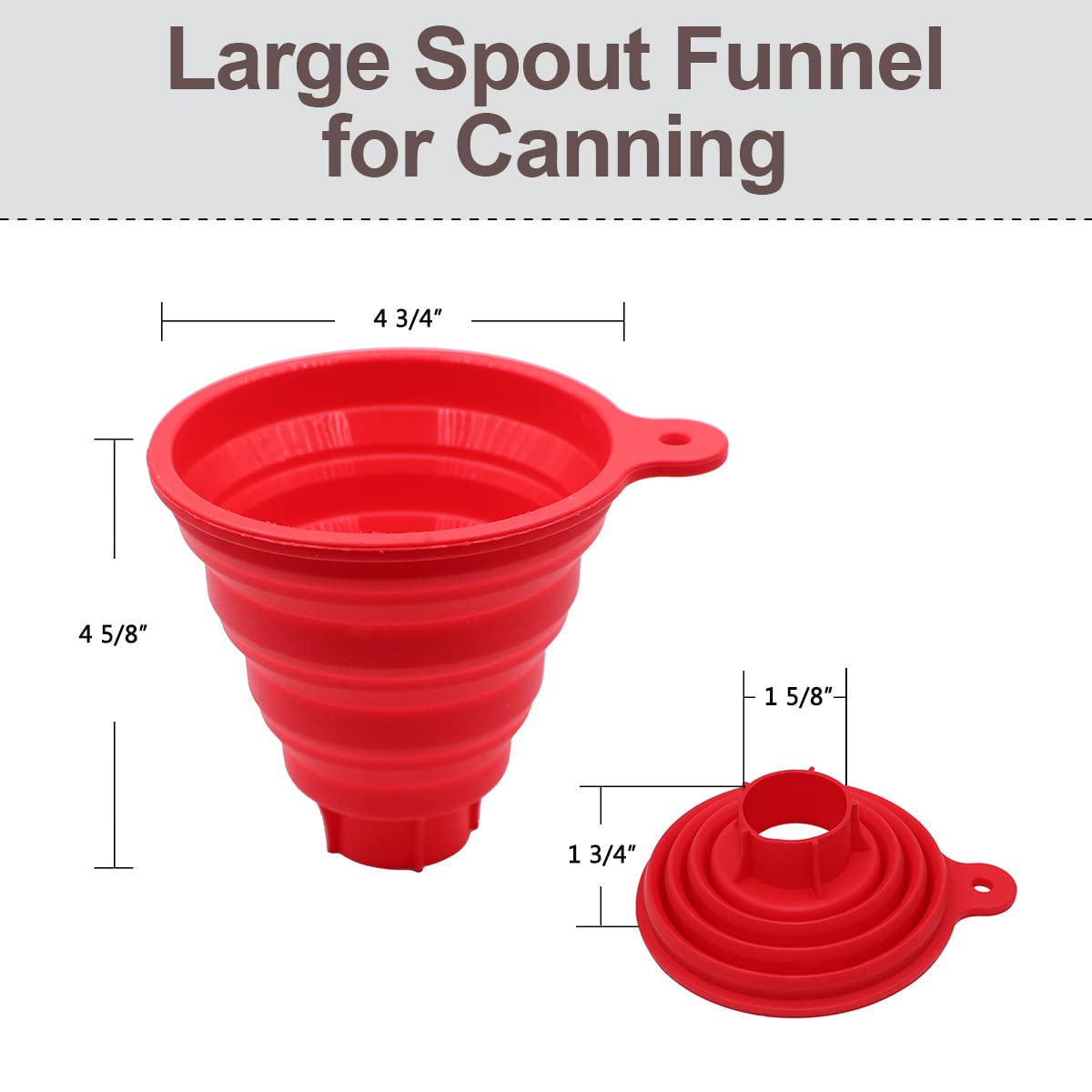 Premium Collapsible Silicone Funnel for Canning - Food Grade Foldable Wide Mouth Funnel for Jars, Bottles & Containers - Ideal for Transferring Liquids, Oils, Jams, Seasonings & Dry Ingredients - Perfect for Home Canning, Kitchen Use & Food Storage