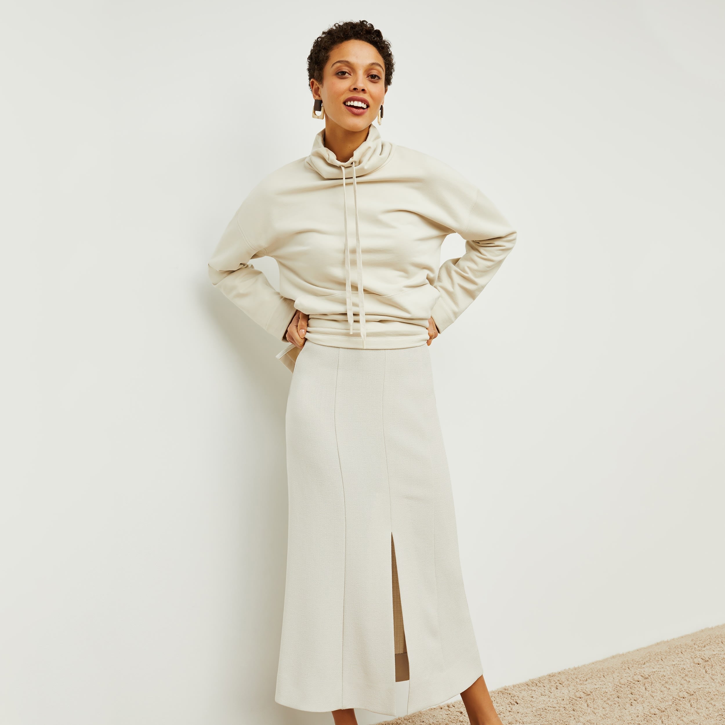 Eva Skirt - Textured Suiting Fabric A-Line Midi Skirt for Women | Office Wear, Business Casual & Spring Outfits | Magnolia Collection