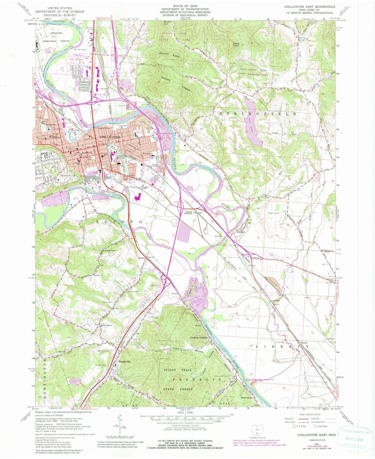 1961 Chillicothe Ohio USGS Historical Topographic Map - Vintage Wall Art Decor 44x55 Inches - Perfect for Home, Office & Classroom Geography Displays