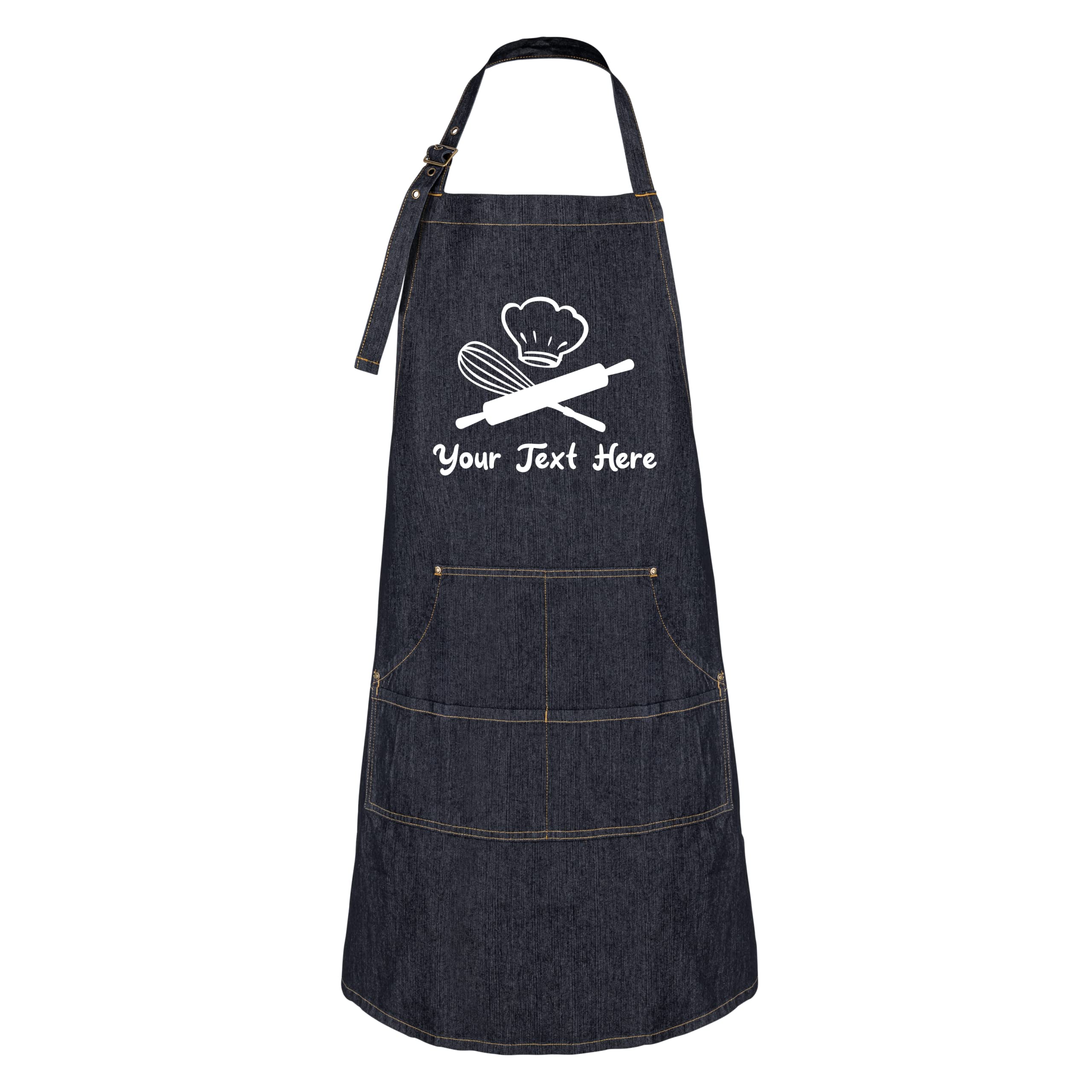 Premium Custom Denim Baking Apron with Pockets for Women & Men - Personalized Cooking & Baking Gift for Chefs, Bakers & BBQ Enthusiasts - Perfect for Home Kitchens, Professional Bakeries & Outdoor Grilling