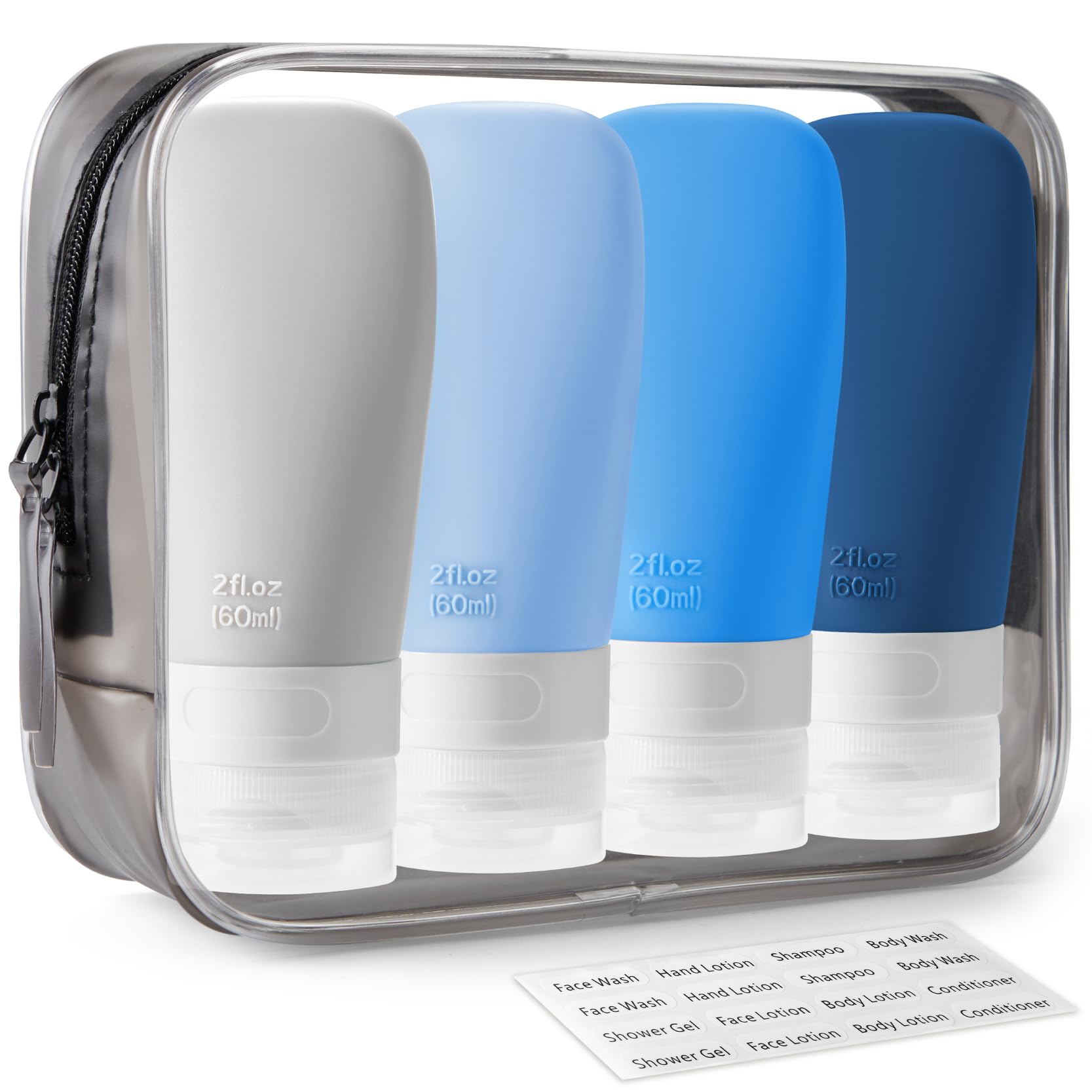INSFIT 4-Pack TSA Approved Leak Proof Travel Bottles - BPA Free Refillable Toiletry Containers for Shampoo, Body Wash & Liquids | Portable Travel Accessories for Vacation, Gym & Business Trips