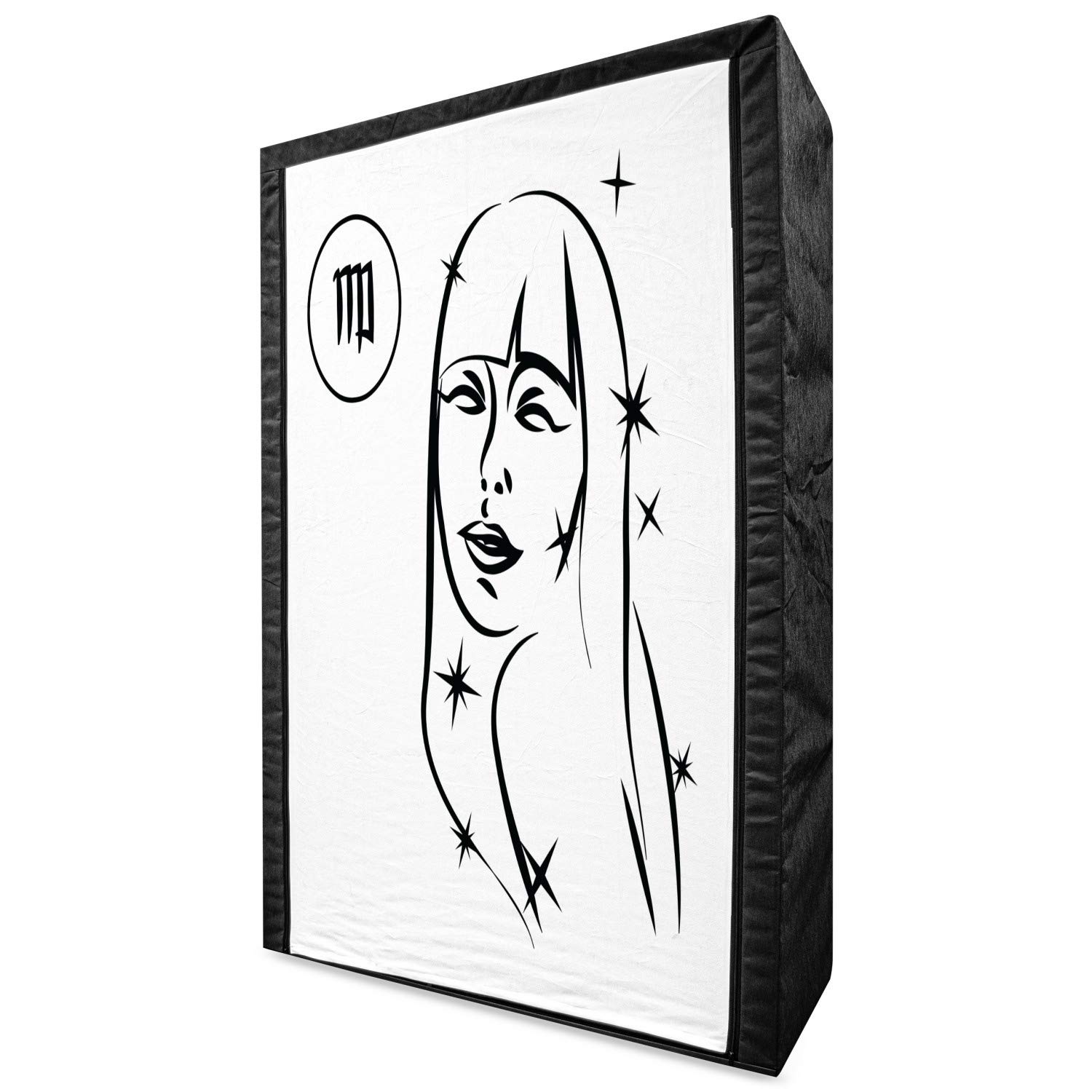 Ambesonne Zodiac Virgo Portable Fabric Wardrobe - Abstract Virgo Woman Portrait with Stars | 42.5