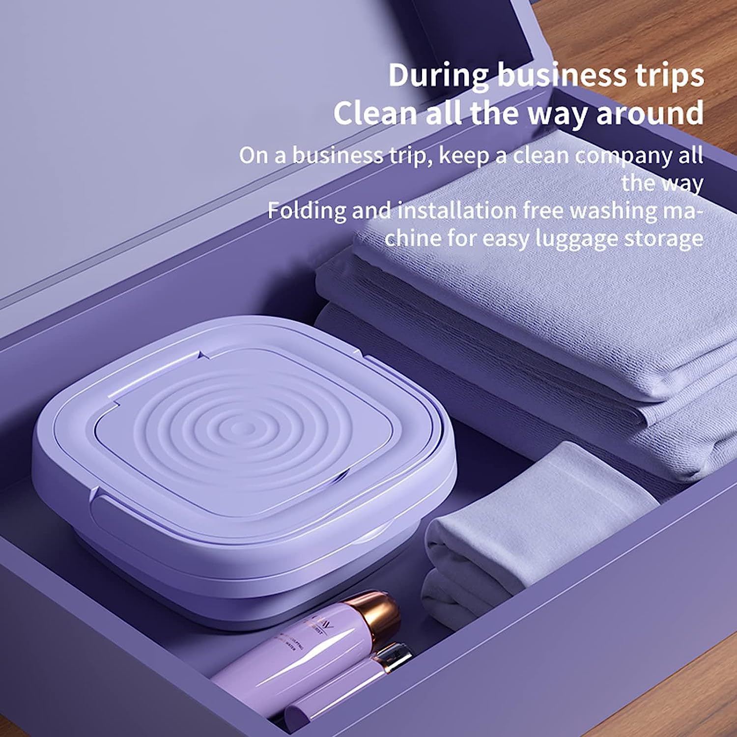 Portable Mini Washing Machine 8L with Spin Dryer - Foldable Compact Washer for Camping, RV, Travel - Perfect for Socks, Underwear, Towels - Lightweight Purple Laundry Solution (ZD-916) | Ideal for Small Apartments, Dorms & Outdoor Adventures