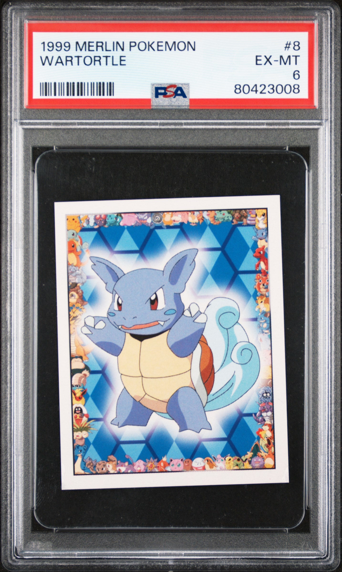 1999 MERLIN POKEMON WARTORTLE #8 PSA 6 Graded Card - Rare Collectible for Pokemon TCG Fans | Perfect for Display, Investment & Gaming Collections