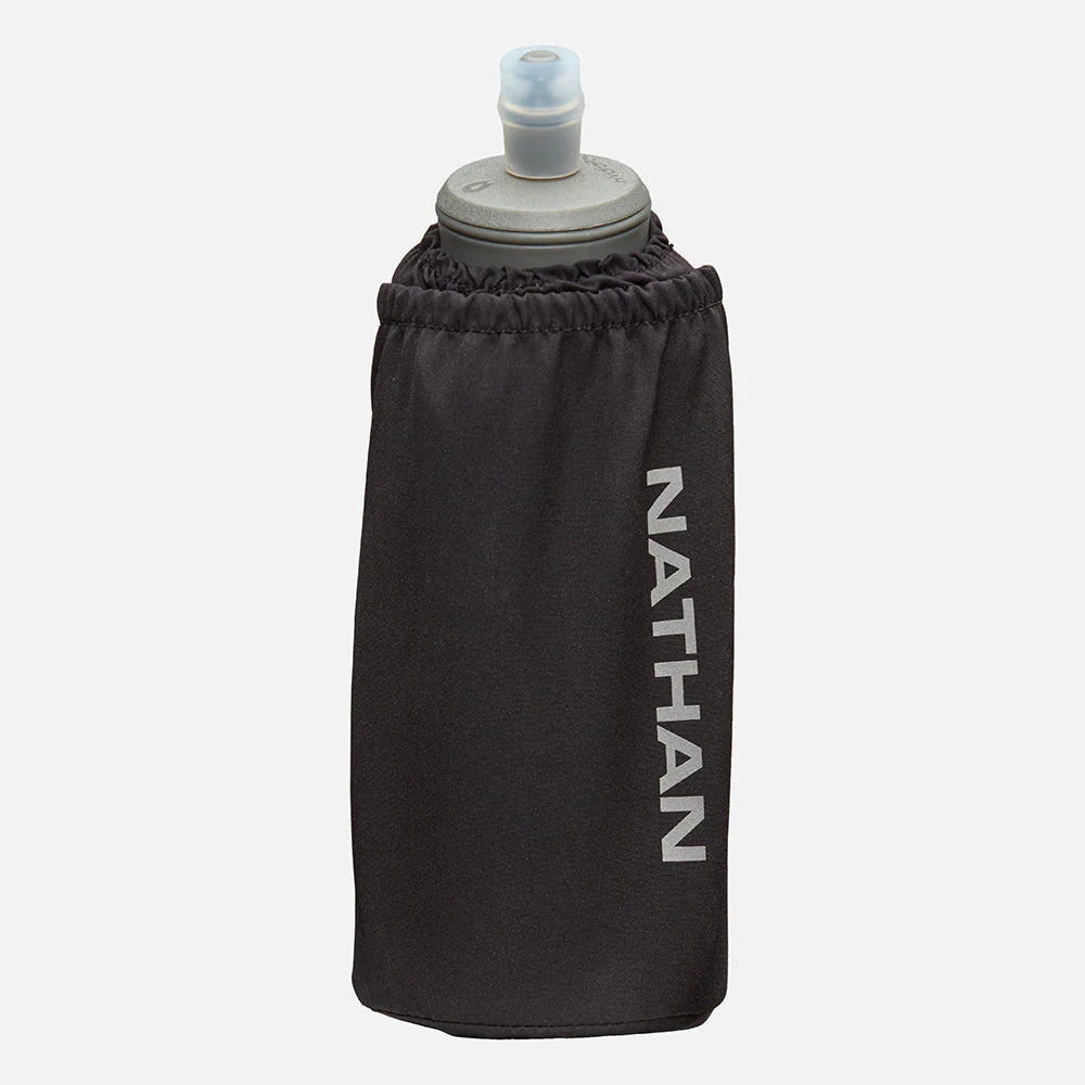 Pinnacle Soft Flask Insulated Handheld Water Bottle 18oz (Black/Reflective Silver) - Leakproof & Lightweight for Hiking, Running, Gym & Outdoor Activities