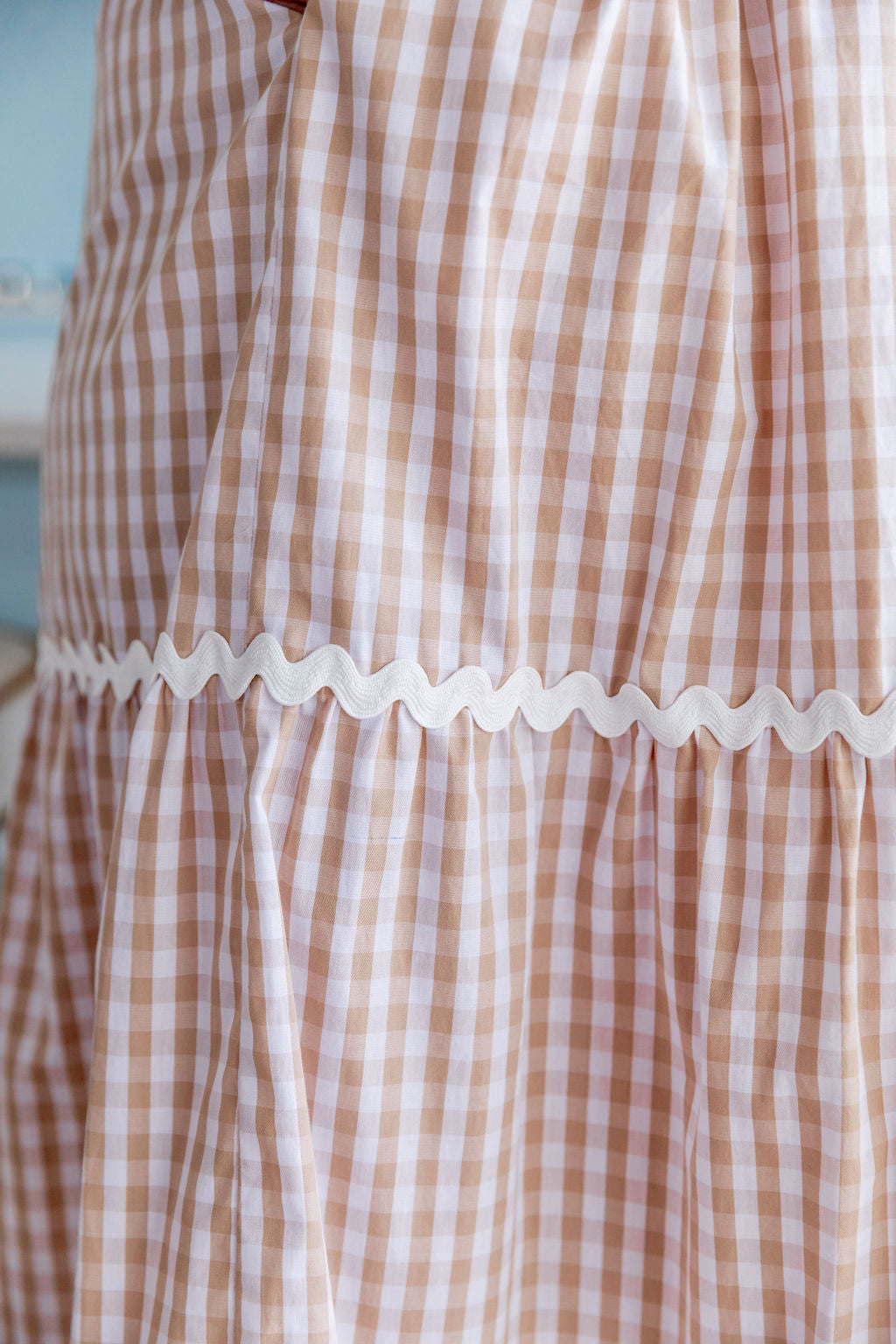 Allegra Maxi Dress in Beige & White Gingham - Flowy Summer Dress for Women, Beach Cover Up, Casual Day Out