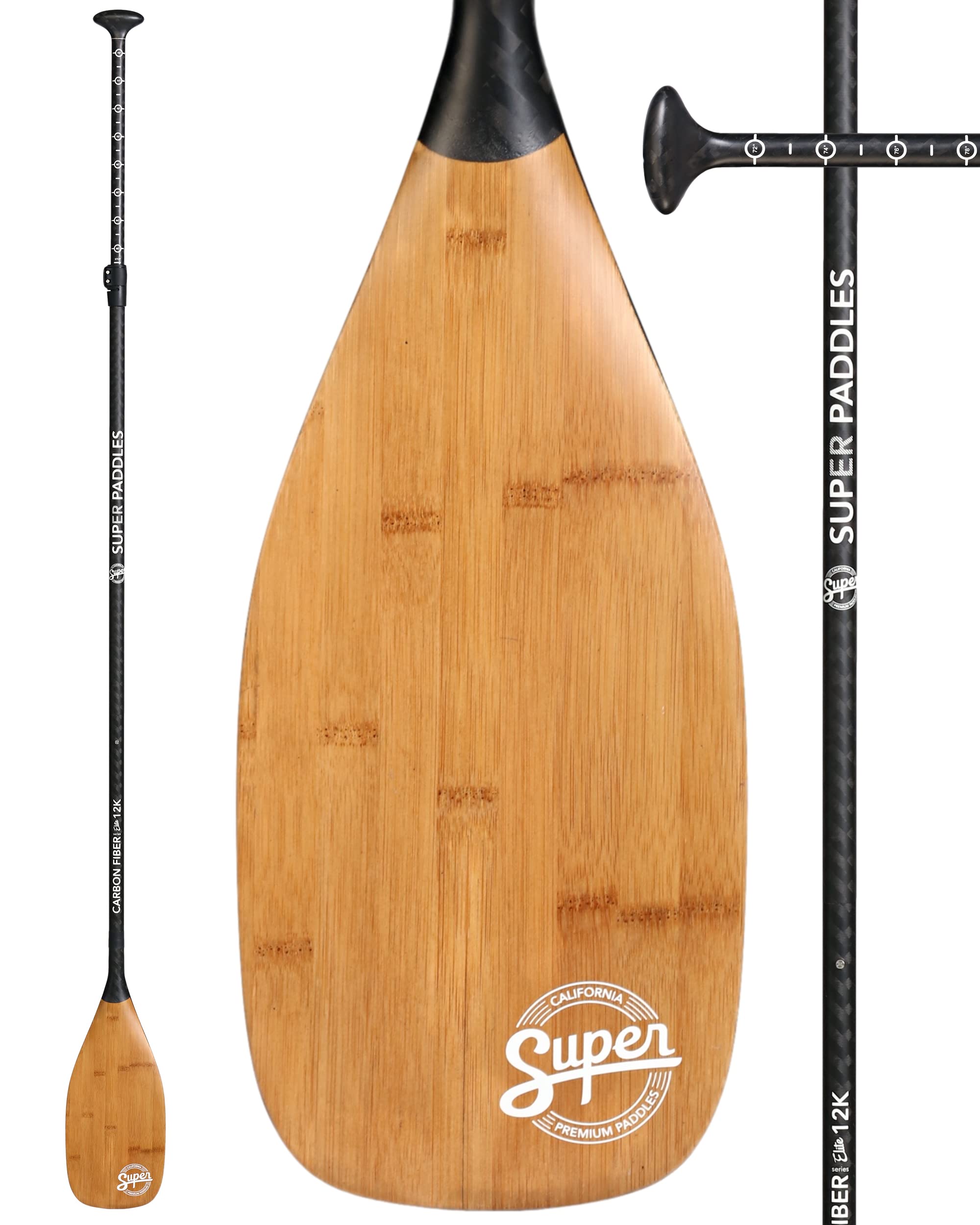 Premium SUP Paddle - 3-Piece Adjustable Stand Up Paddle Board Paddle with Carbon Fiber or Fiberglass Performance Blades - Lightweight Carbon/Fiberglass/Aluminum Shaft for Kayaking, Surfing & Water Sports