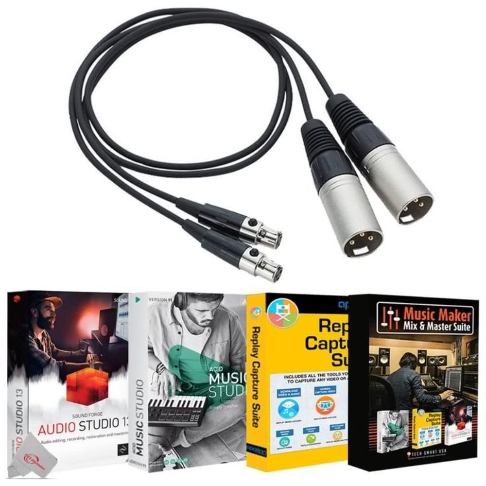Zoom TXF-8 TA3 to XLR Cable Pair - Professional Audio Interface Cable for Studio Recording & Live Sound | Compatible with Zoom F8, F8n, F6 Recorders | Includes Music Maker Mix & Master Suite for Audio Production