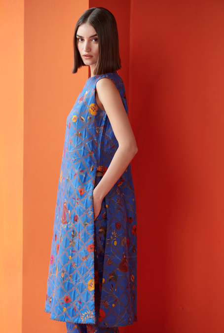 Mayuri Kurta Silk Brocade Cobalt Blue Indian Ethnic Dress for Women | Elegant Party Wear & Festive Occasion Outfit