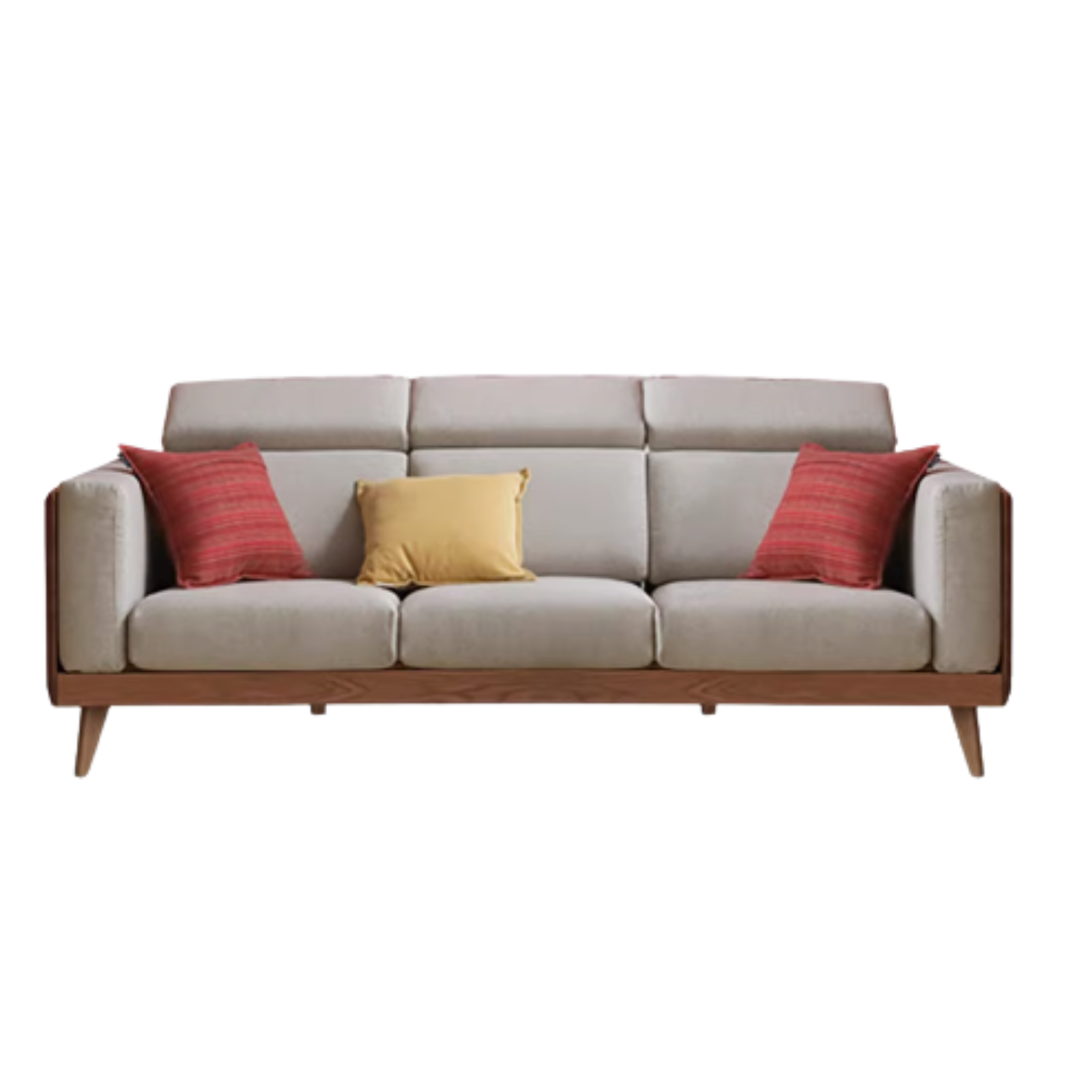 90.9x38.1x33.8 inch / 231x97x86 cm / Walnut color / Ash small four-person Fabric in two colors
