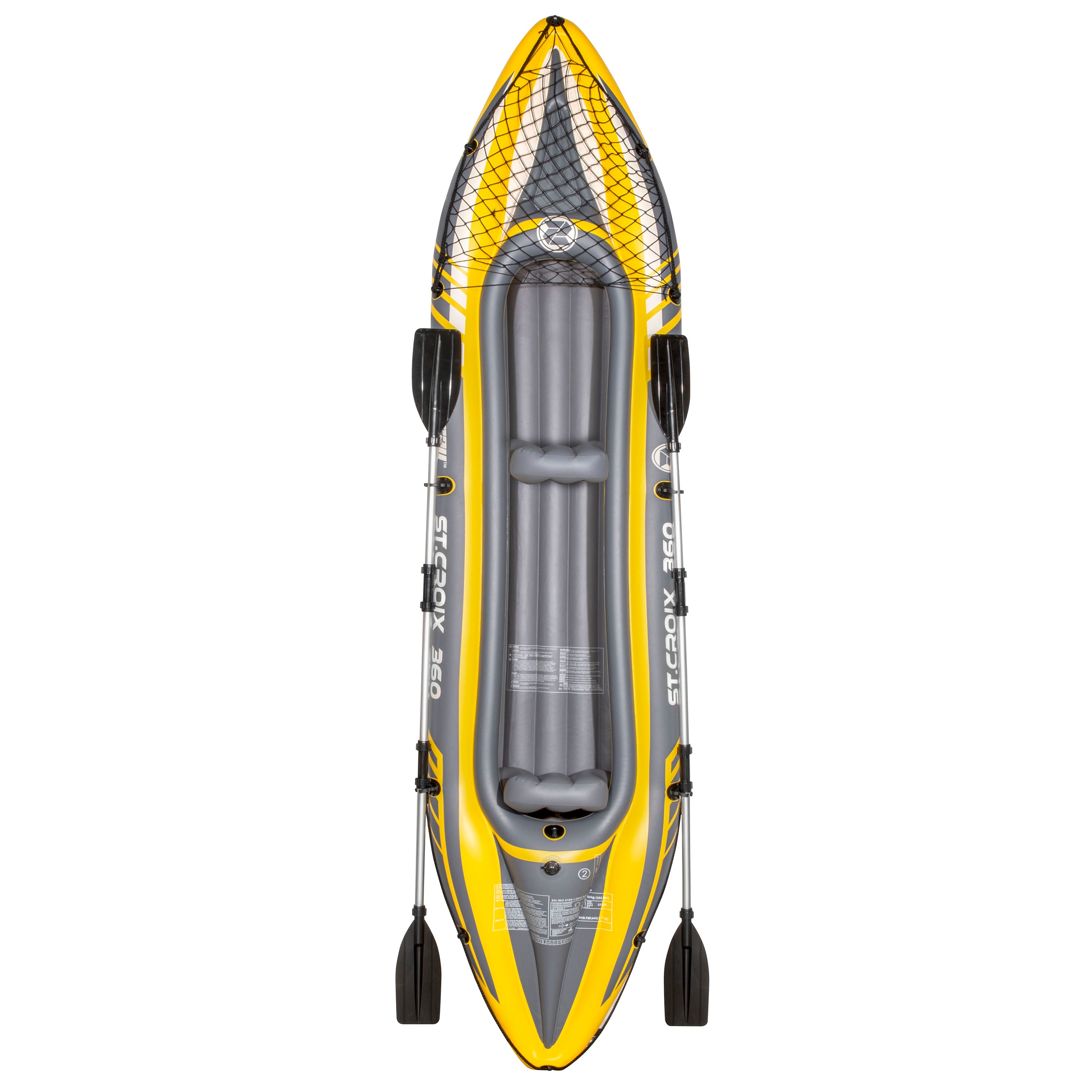 Inflatable 2-Person Kayak Canoe Set with Pump, Carry Bag & 2 Aluminum Paddles - Blue/Yellow/White (DL155) | Portable Watercraft for Lakes, Rivers & Beach Adventures