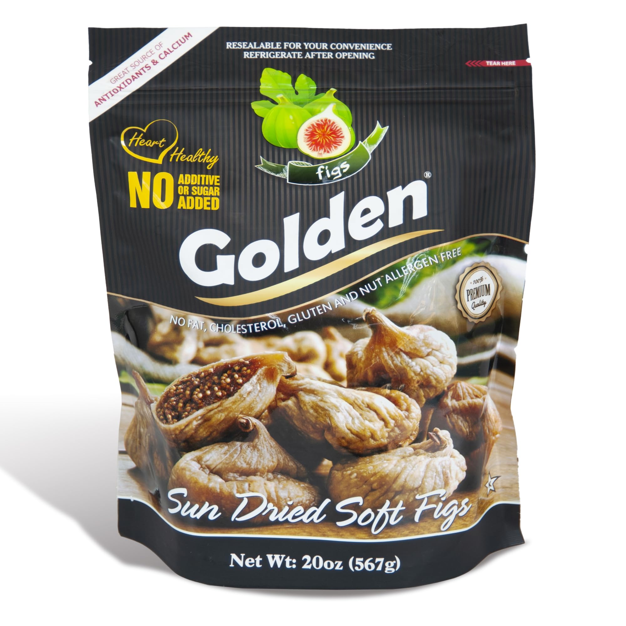 Organic Golden Soft Dried Figs - All Natural Fruit Snacks for Adults & Kids | Nut-Free, Gluten-Free, Allergen-Free | 20oz (1.25lb) | Perfect for Lunchboxes, Baking & Healthy Snacking