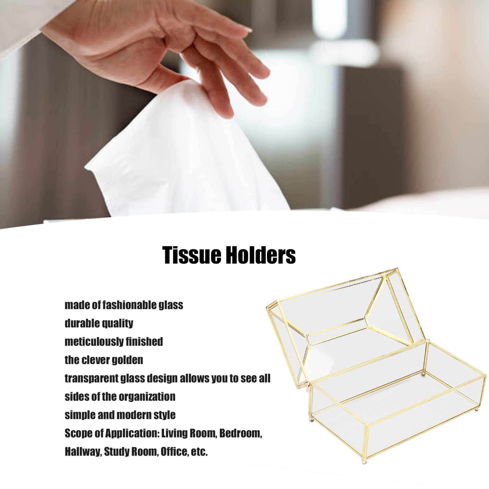 Elegant Clear Glass Tissue Box Holder - Rectangular Decorative Napkin Storage Box for Facial Tissues | Perfect for Living Room, Bedroom & Bathroom Organization