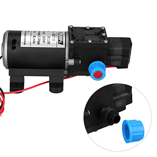 12V DC Diaphragm Self Priming Water Pump - Keenso 100W 8L/Min 160PSI High Pressure Pump with Intelligent Valve & Pressure Switch - Ideal for Car Washing, Solar Energy Systems, RV Water Supply & Home Irrigation