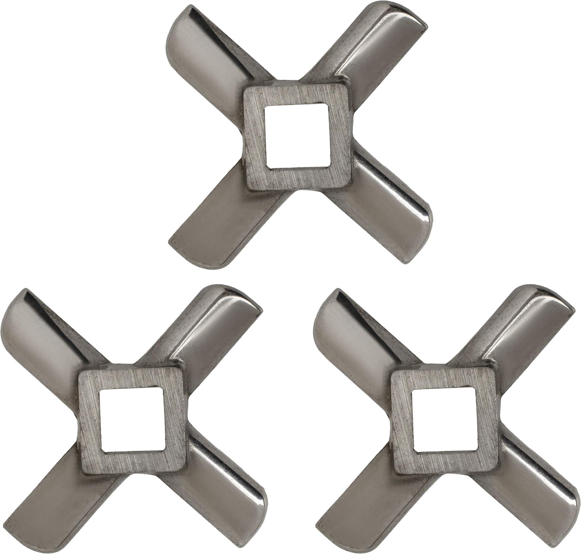 Premium #8 Stainless Steel Meat Grinder Blades - 3-Piece Replacement Set - Universal Fit for Most Meat Grinders - Perfect for Home Kitchens, Butcher Shops & Food Processing