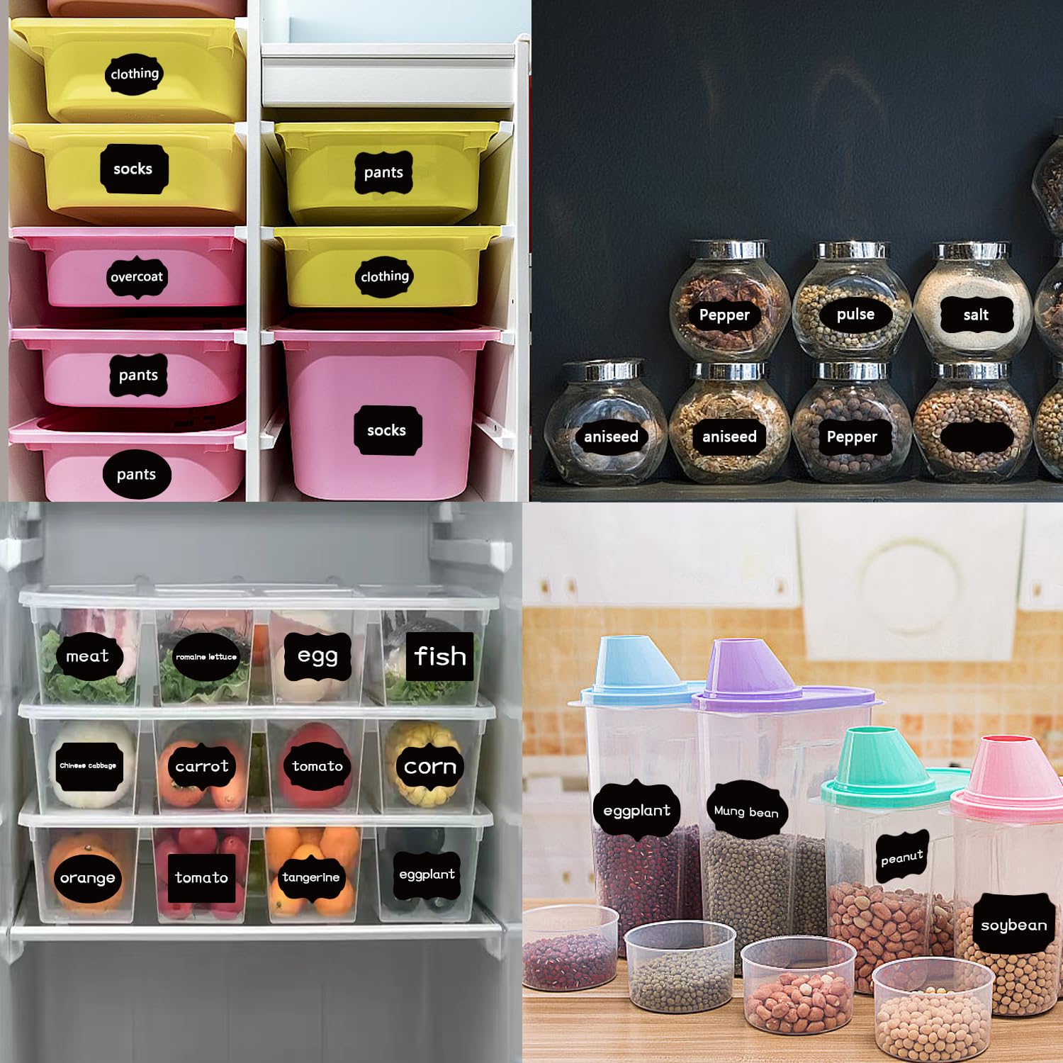 240 Pcs Black Chalkboard Labels with White Chalk Marker - Reusable Waterproof Removable Stickers for Jars, Bottles & Storage Bins - Perfect for Home & Kitchen Organization, Pantry Labeling & Classroom Use