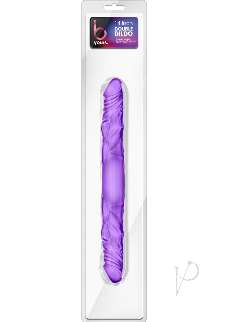 B Yours Double Dildo 14 Inch Purple - Dual Ended Adult Toy for Couples & Solo Play, Flexible Body Safe Material for Enhanced Pleasure