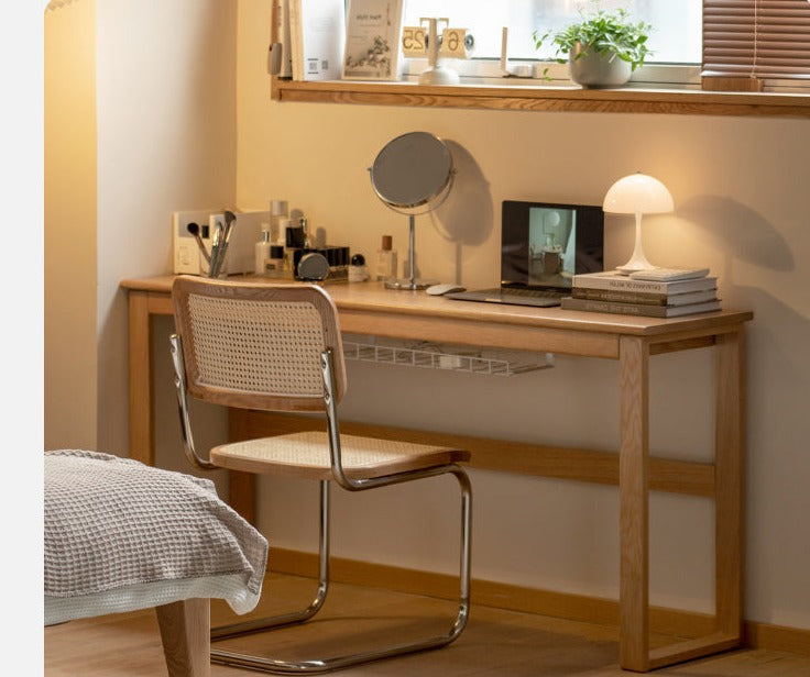 Solid Oak and Poplar Wood Office Desk - Long Executive Workstation for Home & Office - Perfect for Remote Work, Study, and Professional Workspaces