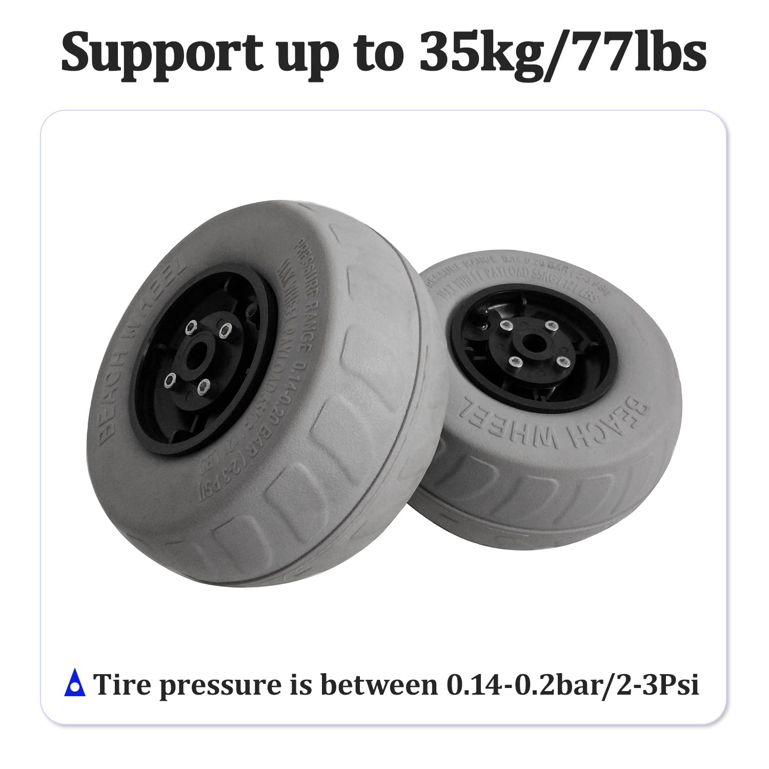 YUEWO 9 Inch Balloon Wheels - 2 Pack Replacement Sand Tires for Kayak Dolly, Canoe Cart, Beach Buggy - Wide 2cm/0.79