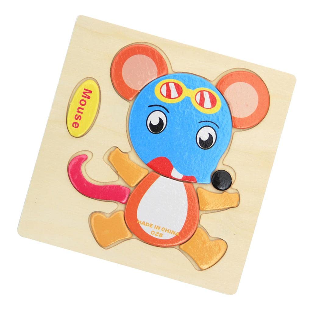 Enakshi Wooden Cartoon Mouse Shape Puzzle - Educational Baby Toy for Early Learning & Development | Montessori Toddler Toy for Shape Recognition & Fine Motor Skills | Perfect Gift for 1-3 Year Olds - Playtime, Preschool & Homeschool Activities