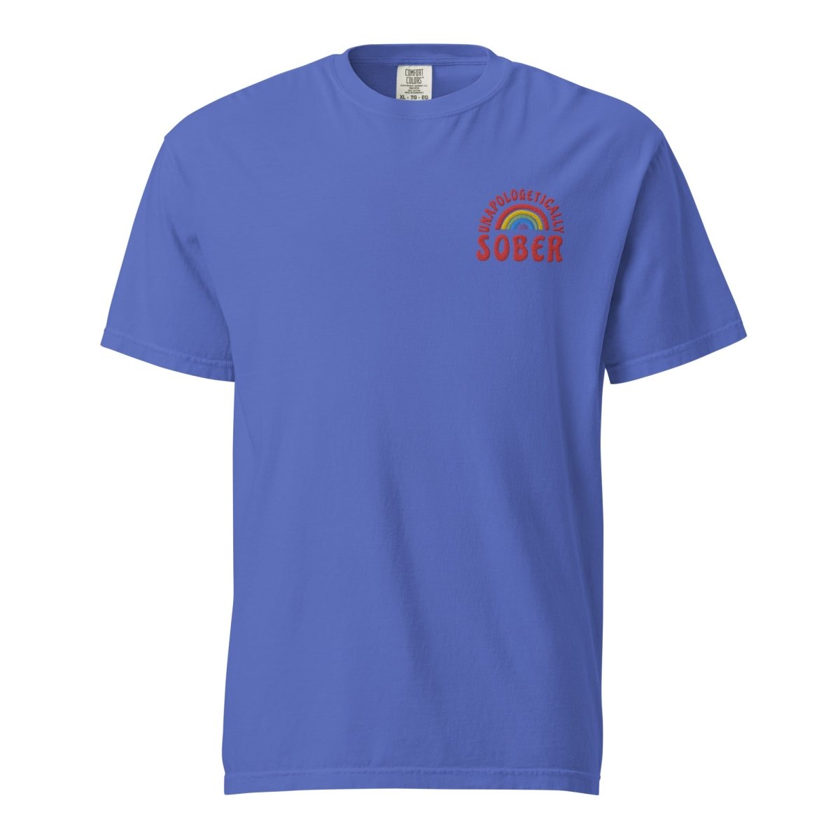 Unapologetically Sober Embroidered Unisex Heavyweight Cotton T-Shirt - Perfect for Sober Living, Recovery Support & Addiction Awareness Events