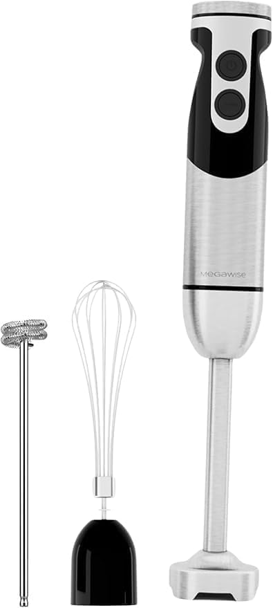 3-in-1 Immersion Hand Blender with 12-Speed Control - 500W Powerful Motor & Titanium-Plated Stainless Steel Blades - Ideal for Smoothies, Soups, Sauces & Baby Food Prep in Kitchen