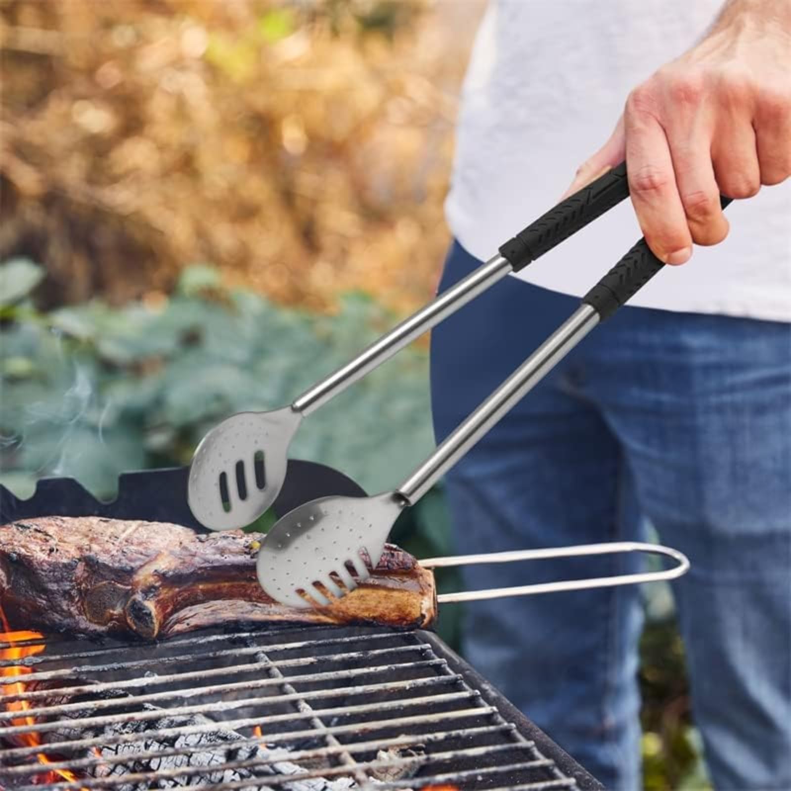 Premium 7-Piece BBQ Grill Tools Set with Rubber Handles - Stainless Steel Grilling Accessories for Outdoor Cooking | Perfect Golf Gifts for Men, Dad & Father's Day | Ideal for Backyard BBQs, Tailgating & Camping Trips