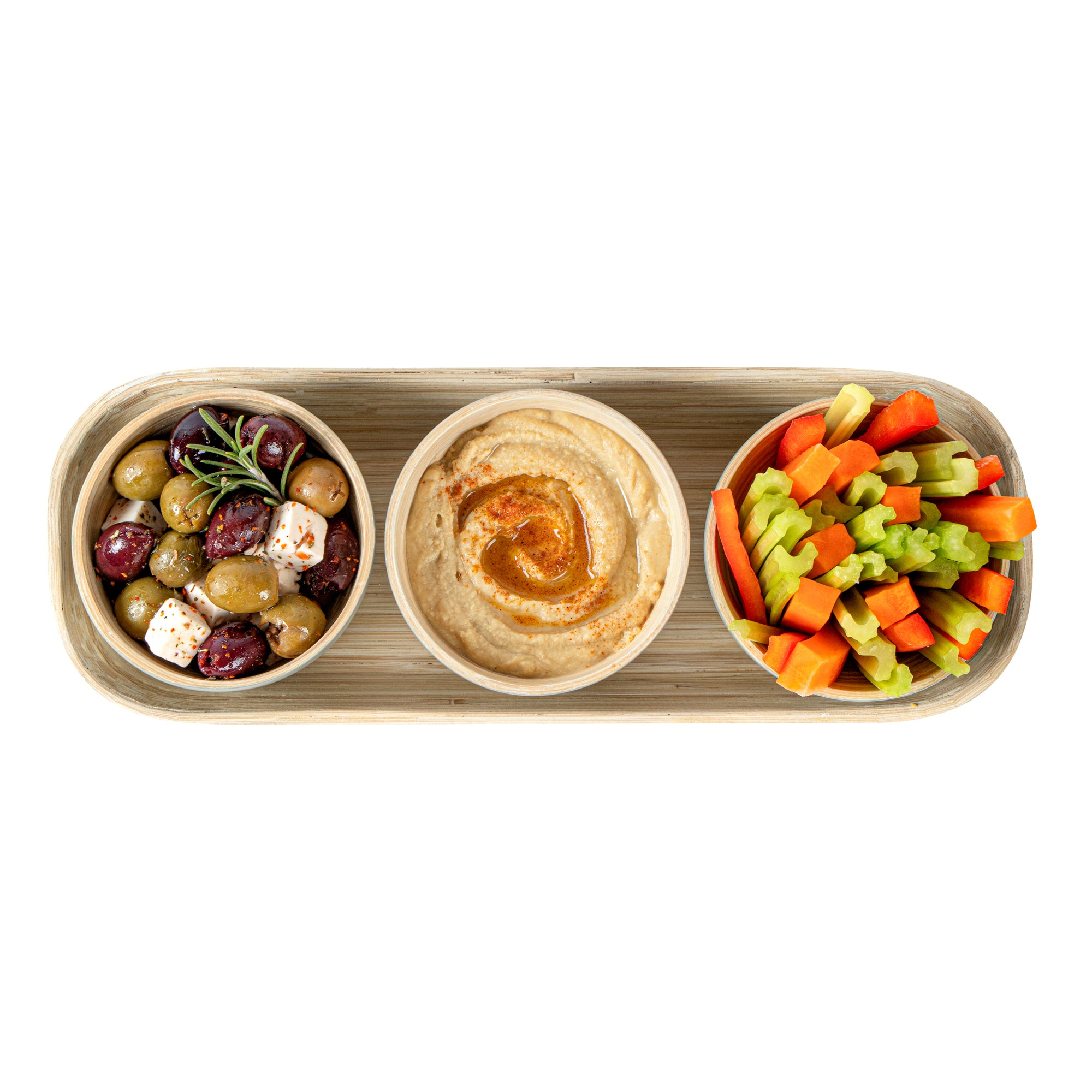 Eco-Friendly Bamboo Bowl Set with Tray - 3 Gray Bamboo Bowls (11.75