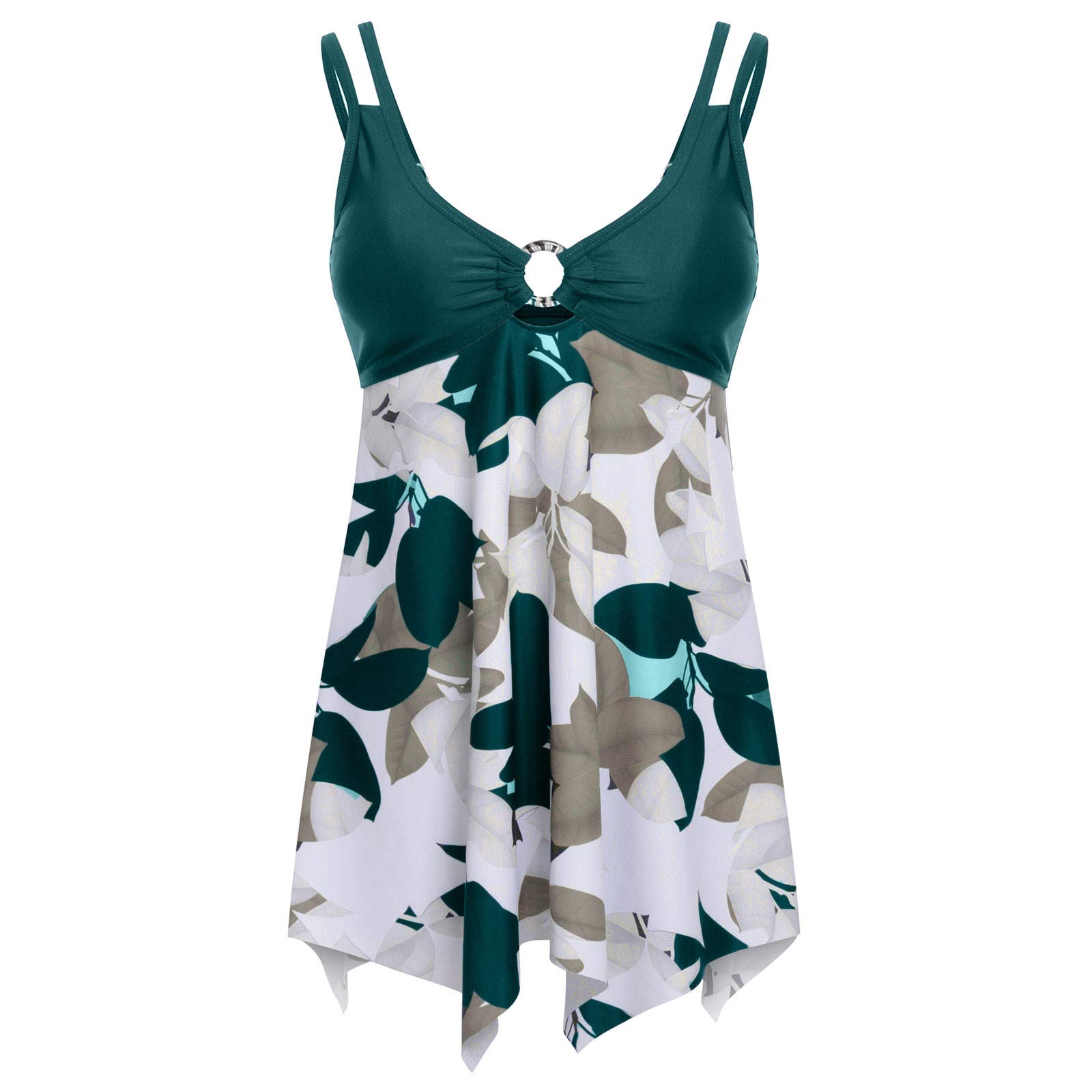 Women's 2 Piece Tankini Swimsuits - High Waist Printed Bikini Set with Spliced Design for Juniors | Perfect for Beach, Pool, and Summer Vacation