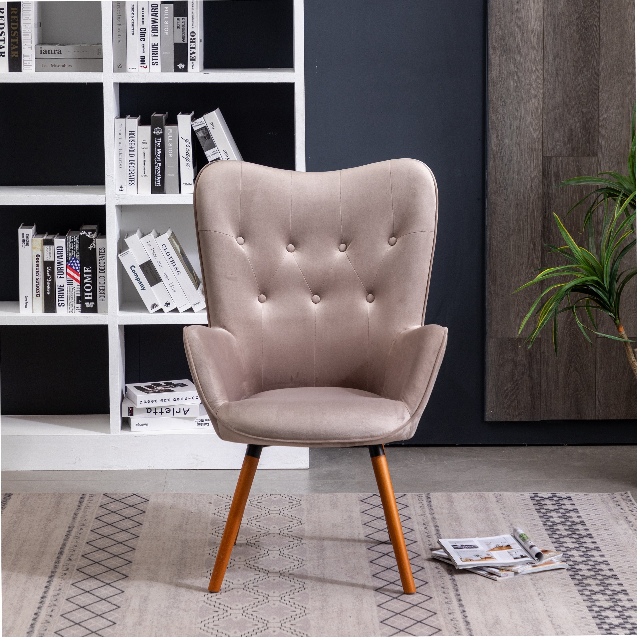 Roundhill Furniture Doarnin Contemporary Silky Velvet Tufted Button Back Accent Chair - Modern Living Room Seating for Home Office, Lounge & Bedroom Decor