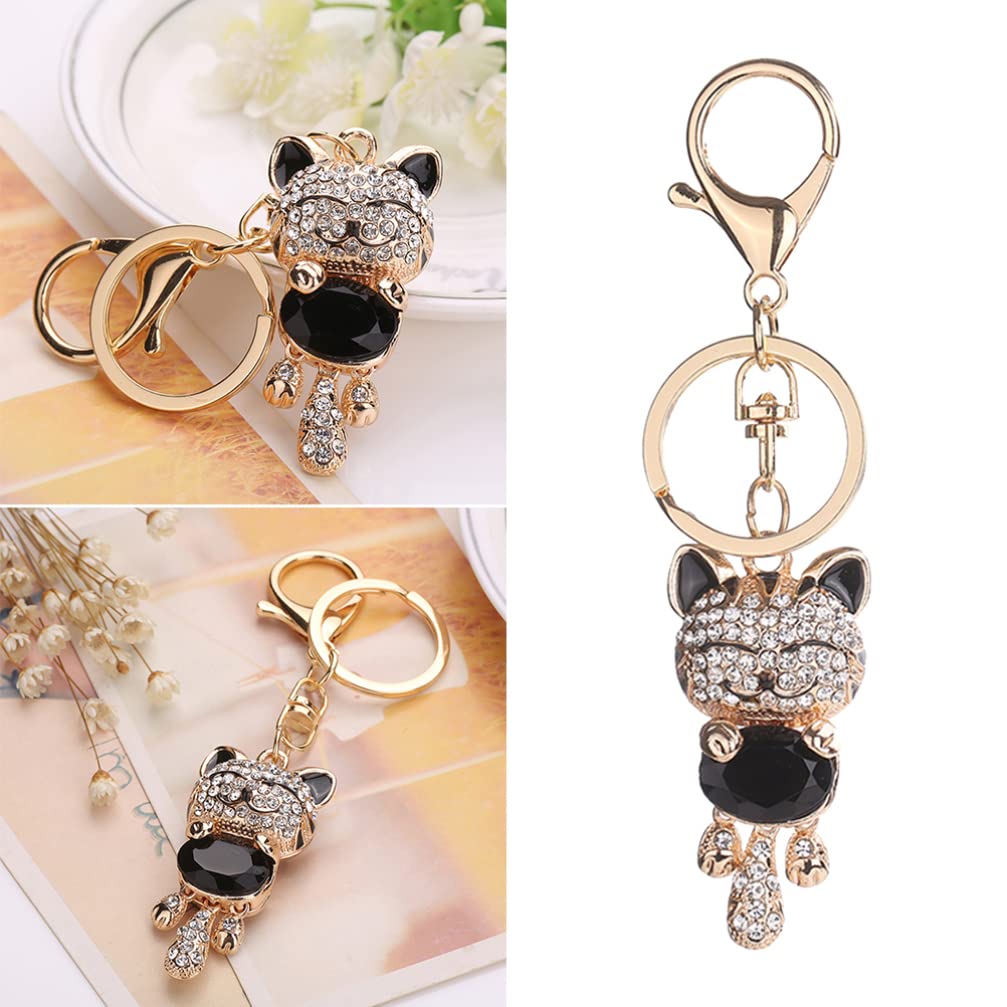 Lucky Cat Keychain - Crystal Maneki Neko Charm for Purse & Backpack - Fengshui Wealth Attractor for Travel & Daily Use