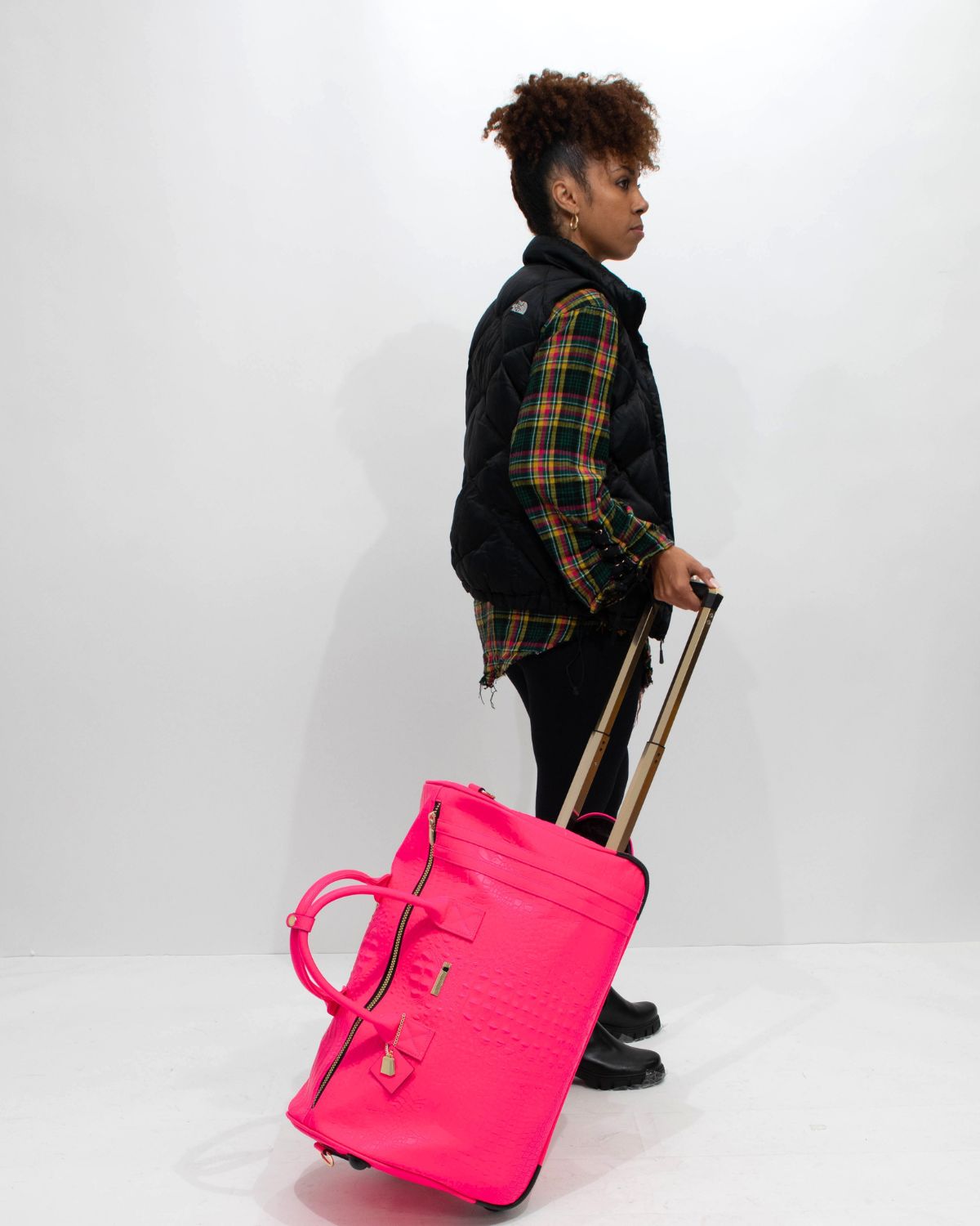 Apollo 2 Rolling Duffle Bag - Waterproof Expandable Luggage with Wheels for Travel, Gym & Sports | Neon Pink Carry-On Suitcase for Women & Men | Perfect for Airplane, Cruise & Weekend Getaways