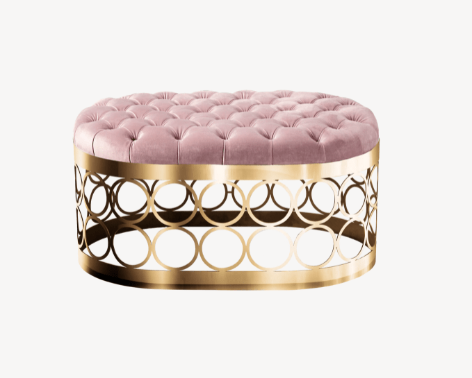 Tufted Oval Ottoman in Dusty Rose - Elegant Home Decor for Living Room, Bedroom & Nursery