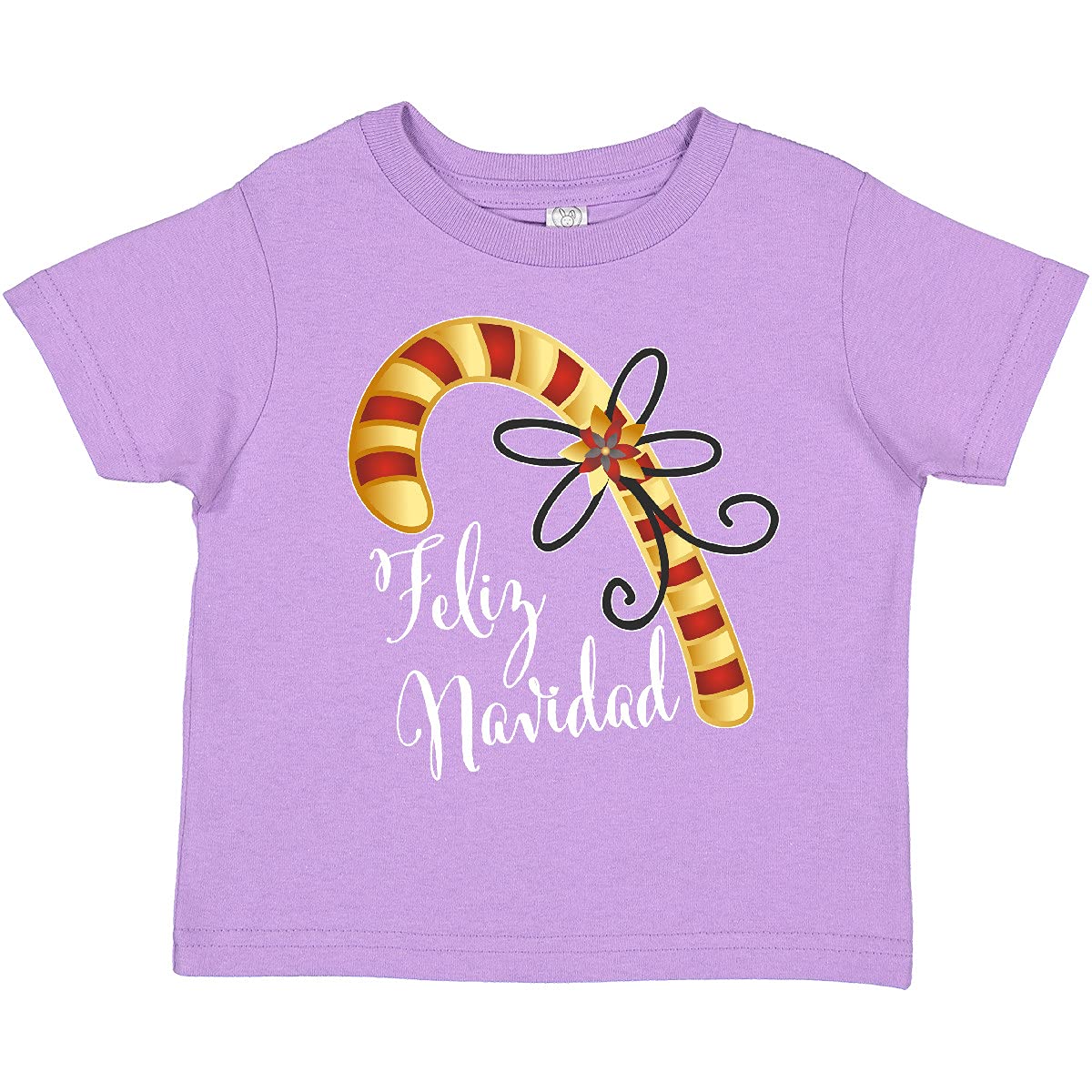 Inktastic Feliz Navidad Red and Gold Candy Cane Toddler T-Shirt - Christmas Holiday Outfit for Babies & Toddlers - Perfect for Family Photos, Holiday Parties & Festive Celebrations