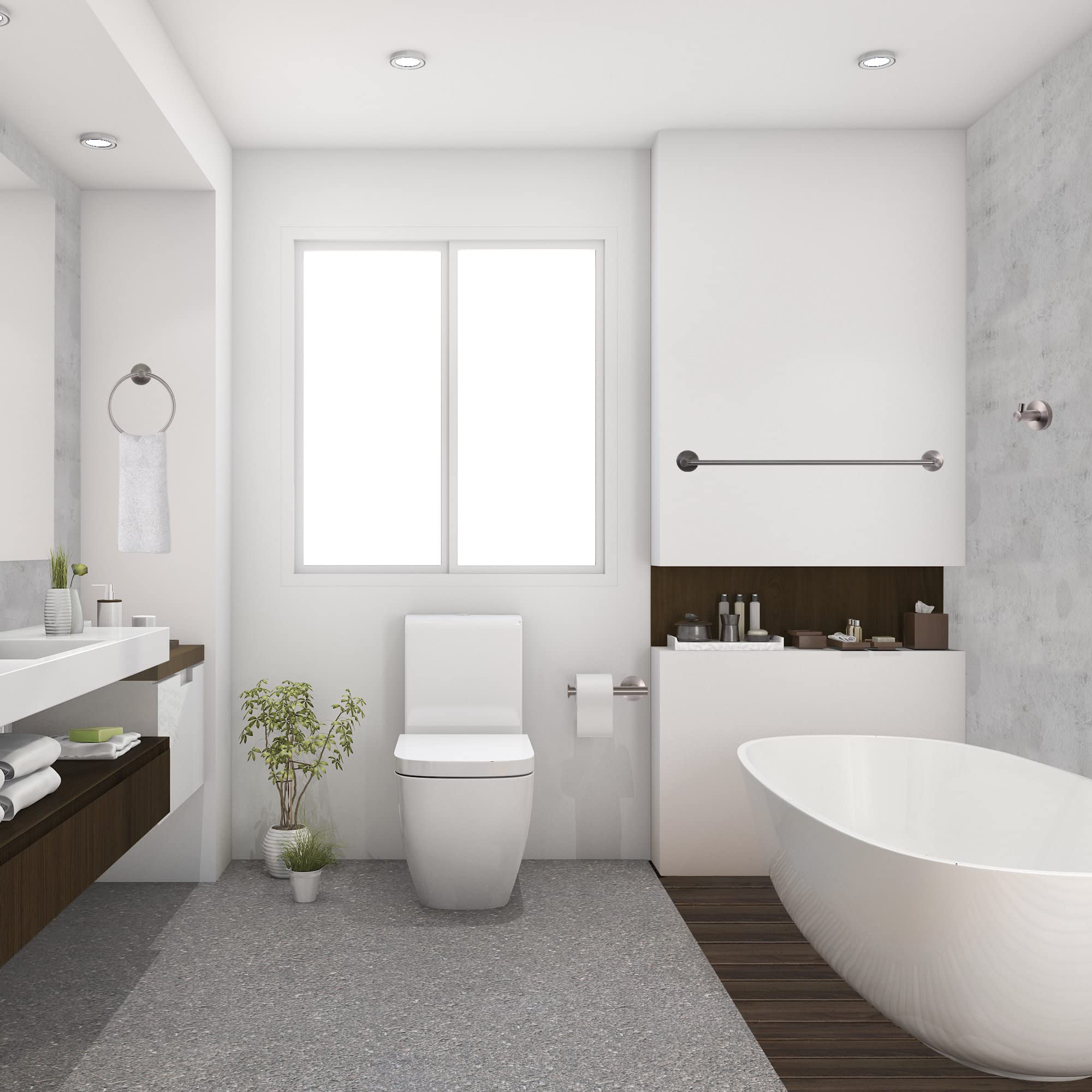 Design House 188433-SN Kelton 4-Piece Bathroom Accessory Set in Satin Nickel Finish - Perfect for Modern Bathroom Decor & Spa-Like Experience