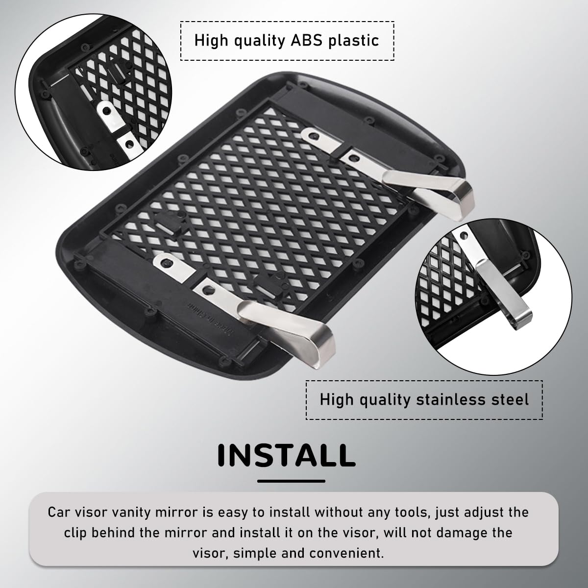 1PC Universal Car Sun Visor Vanity Mirror - Clip-on Automotive Makeup Mirror with Sun-Shading for Women & Girls | Perfect for On-the-Go Touch-ups & Driving Comfort | Car Interior Accessories