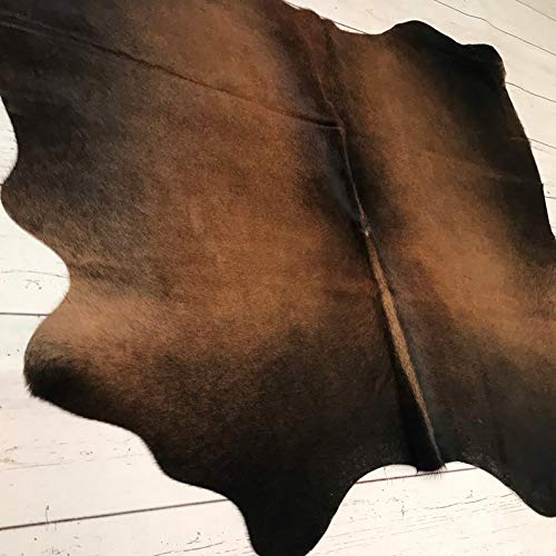 Premium 5x5 ft Natural Cowhide Rug - Western Brown & Black Mahogany Cow Hide Area Rug | Authentic Leather Decor for Living Room, Bedroom & Office