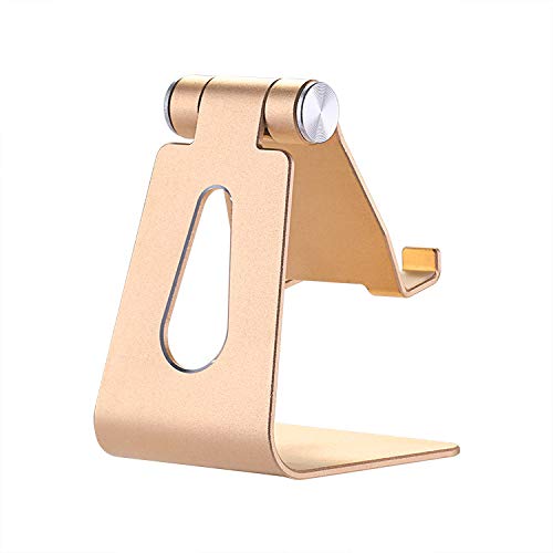 Universal Phone Stand Holder - Adjustable & Sturdy Gold Smartphone Stand for iPhone, Samsung, Galaxy - Perfect for Desk, Car, Bedside & Video Calls