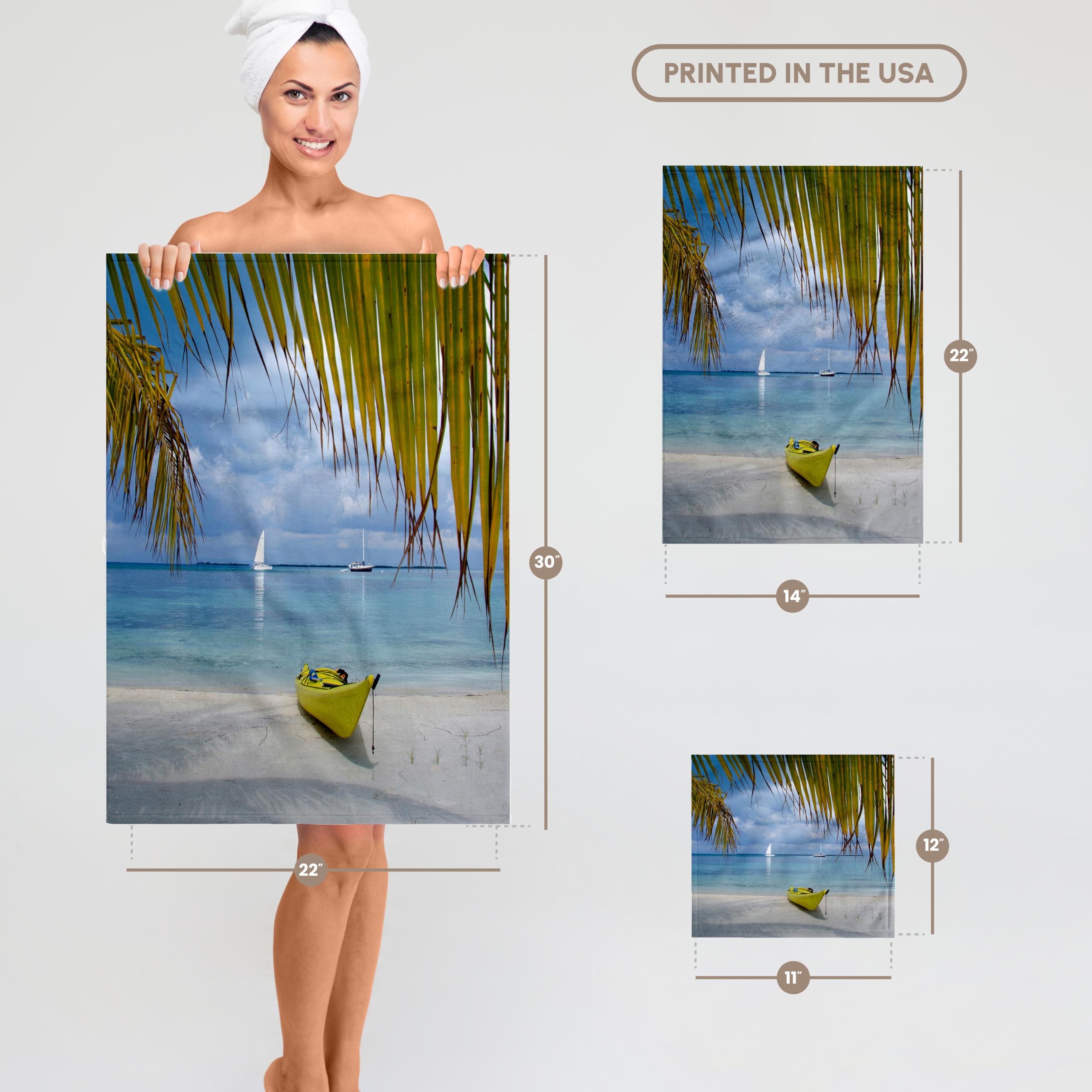 3D Rose Belize Caribbean Sea Kayak on The Beach of Southwater Cay Multicolor Towel 15x22 Inches - Perfect for Beach, Pool, Picnics & Outdoor Adventures