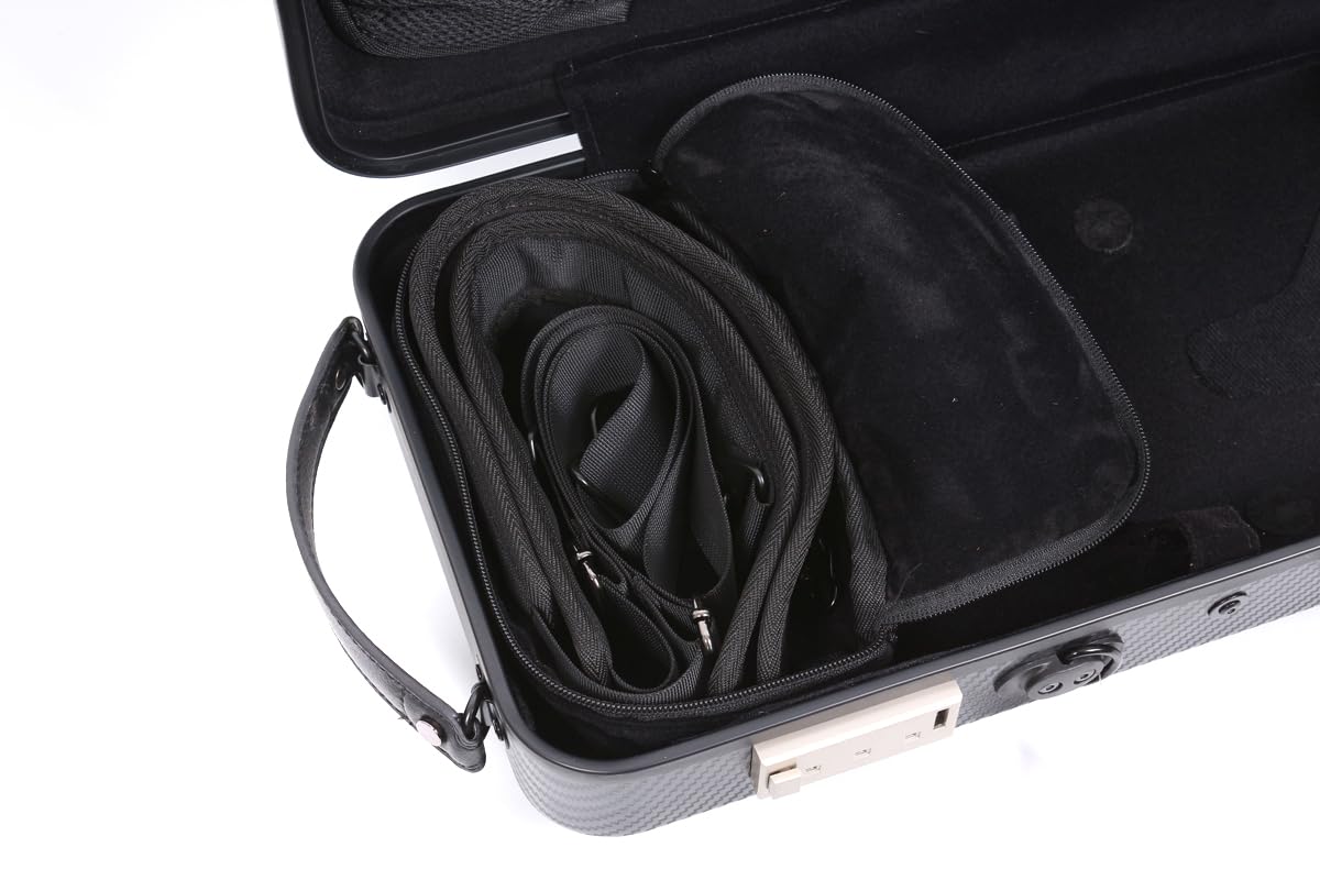 Premium 4/4 Full Size Carbon Fiber Violin Case - High Strength Hard Shell with Durable Handles & Backpack Straps - Includes Music Sheet Bag & Combination Lock (Black) - Perfect for Professional Musicians, Travel & Music School Use