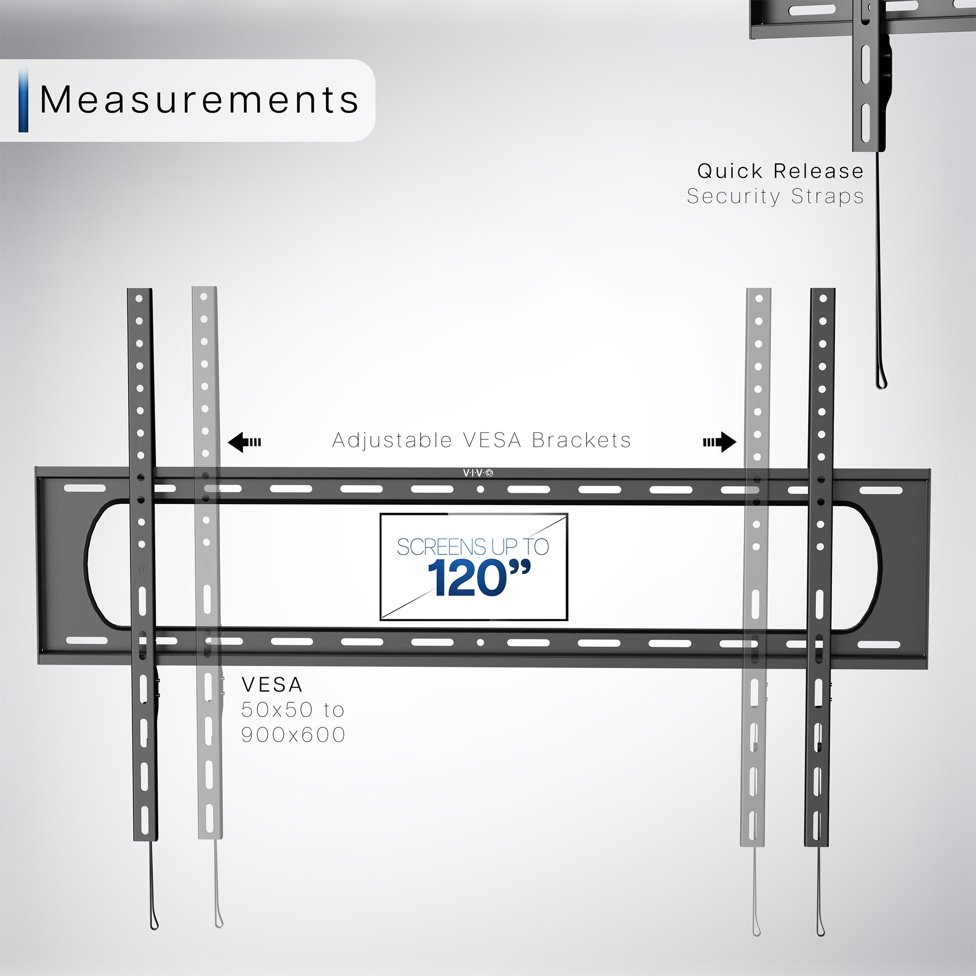 Heavy Duty Extra Large TV Wall Mount Bracket for 60 to 120 Inch Flat Screen TVs - Perfect for Living Room, Bedroom, or Home Theater Installation